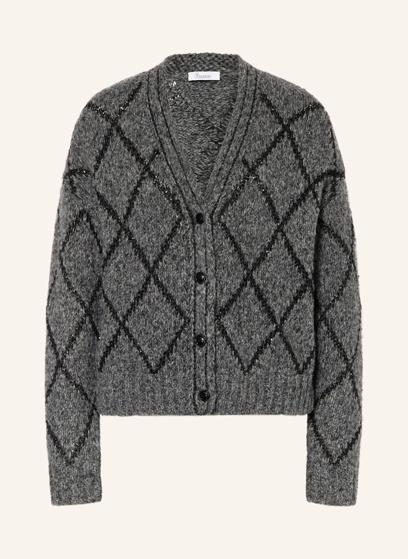 Princess GOES HOLLYWOOD Kardigan z cekinami: CZIEMNOSZARY / CZARNY