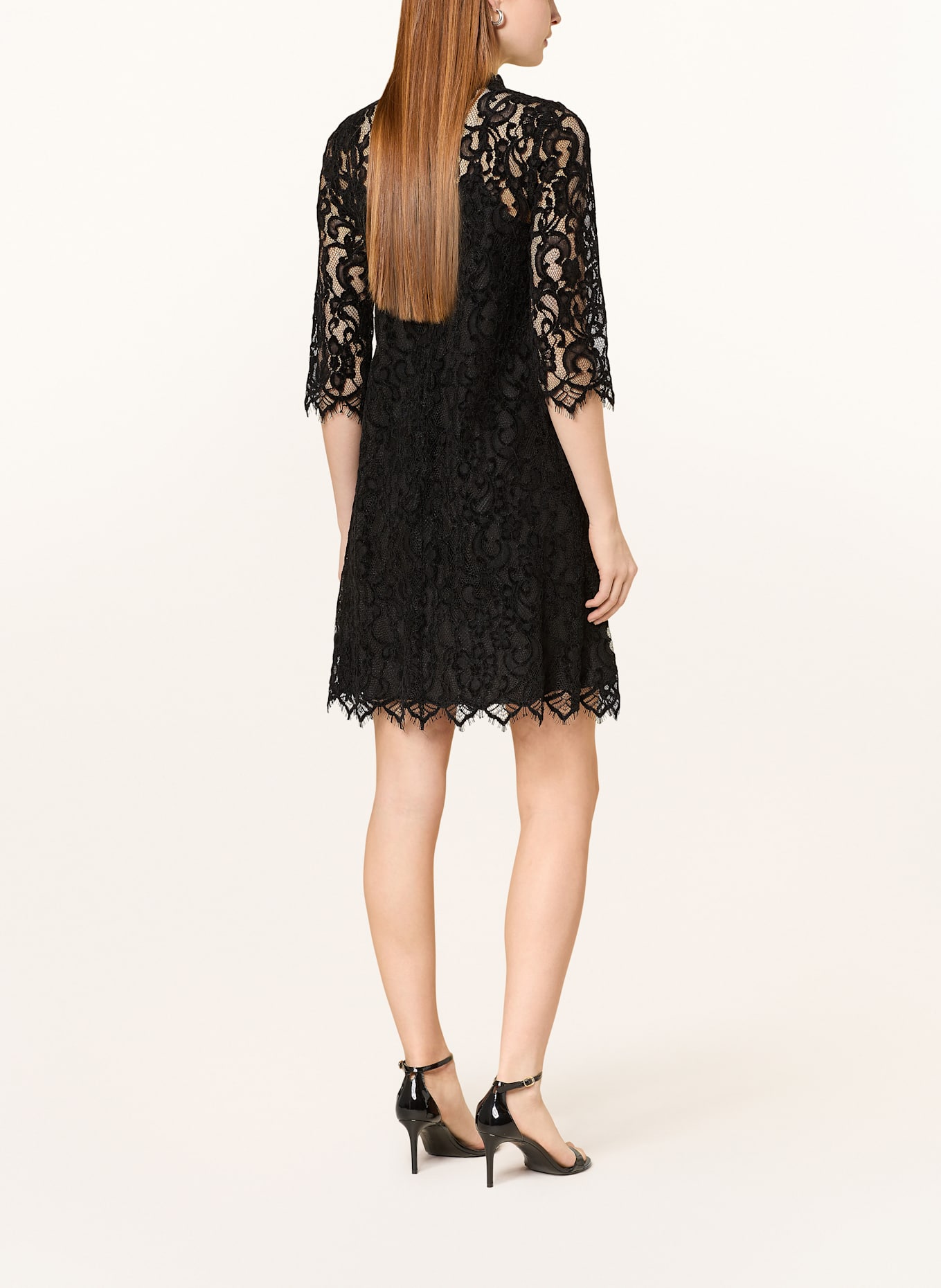 Princess GOES HOLLYWOOD Kleid mit 3/4-Arm und Lochspitze: SCHWARZ