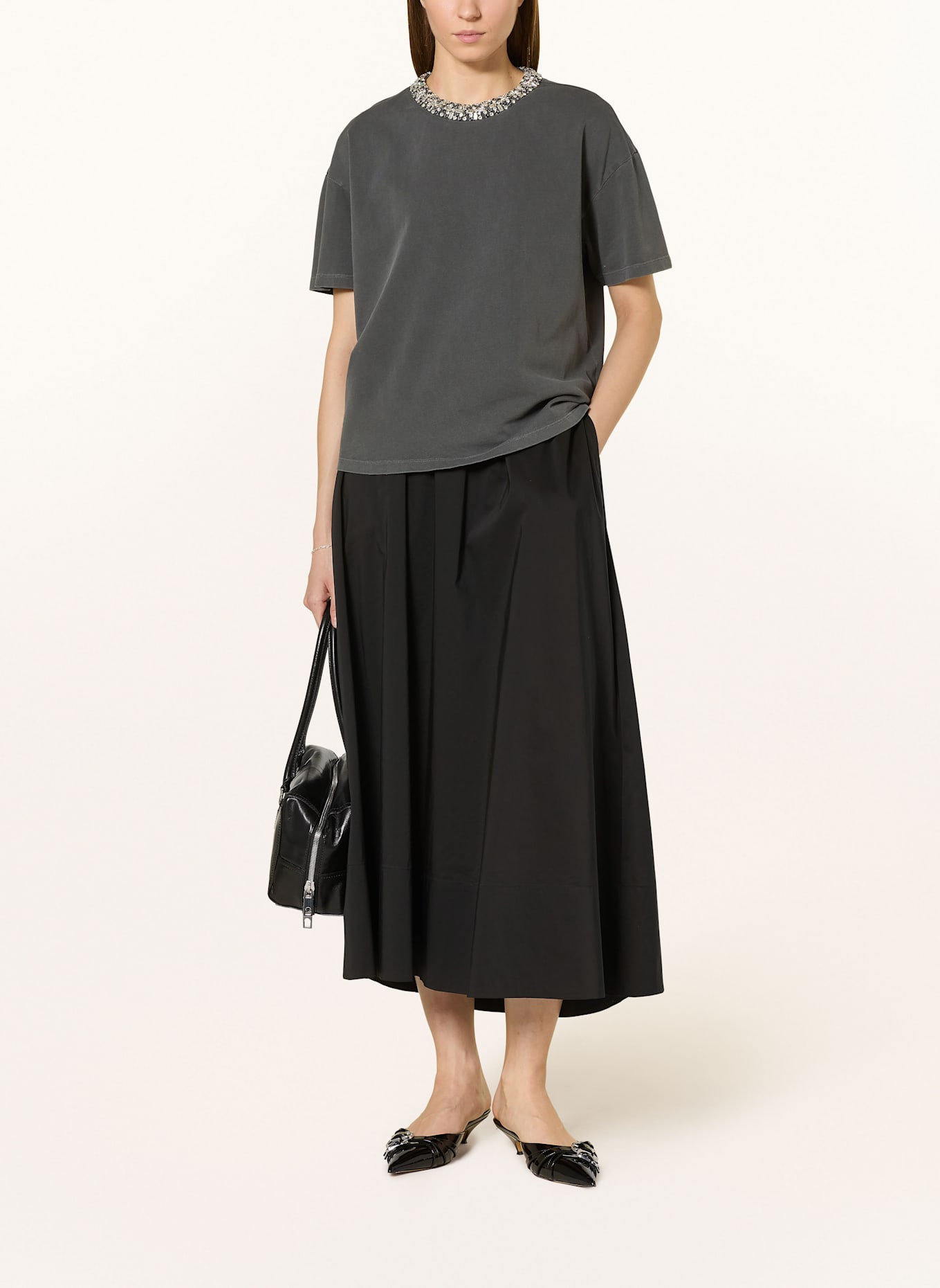 MARC AUREL T-Shirt mit Schmucksteinen: GRAU