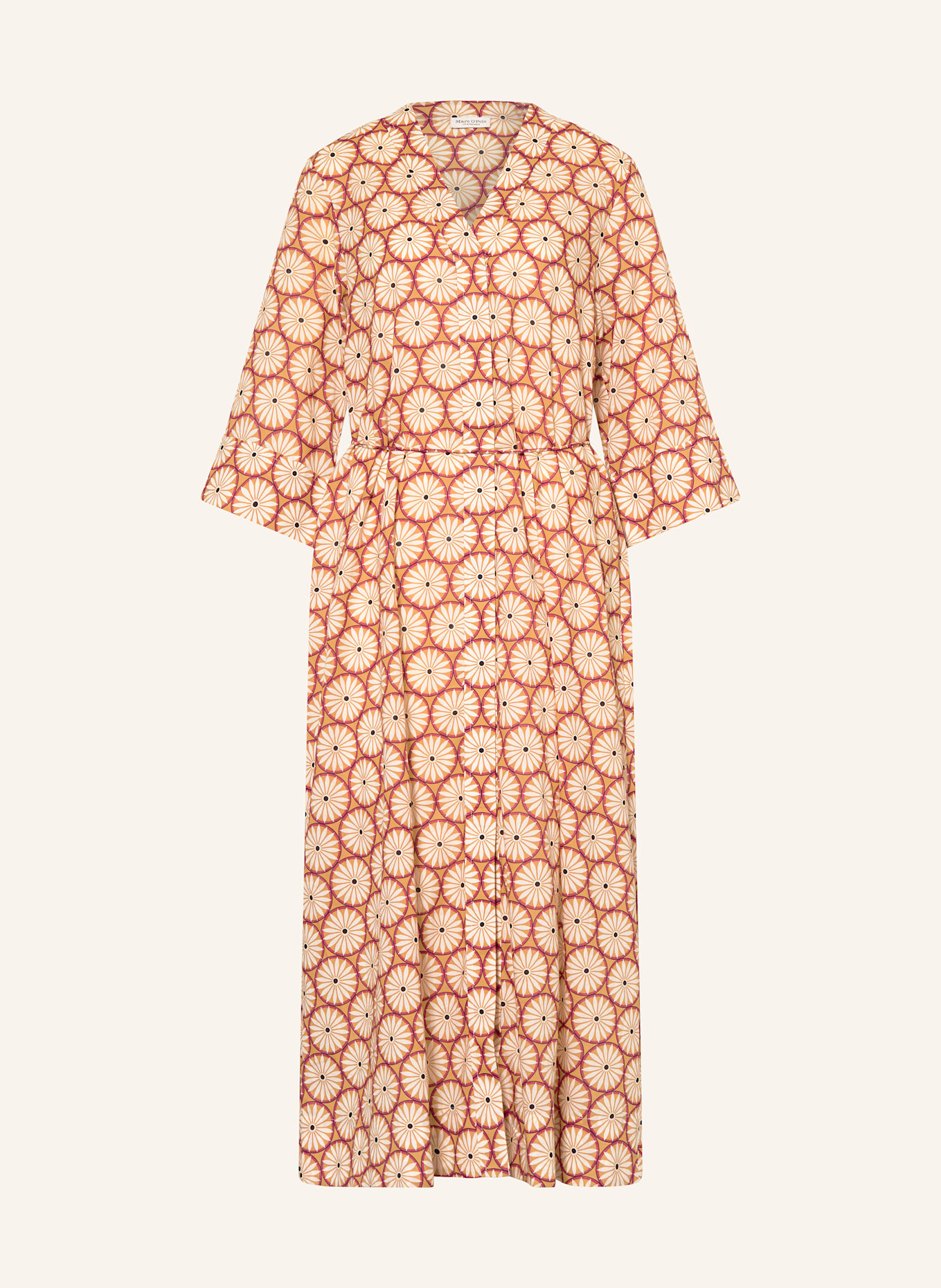 Marc O'Polo Hemdblusenkleid mit 3/4-Arm: DUNKELORANGE/ ECRU/ FUCHSIA