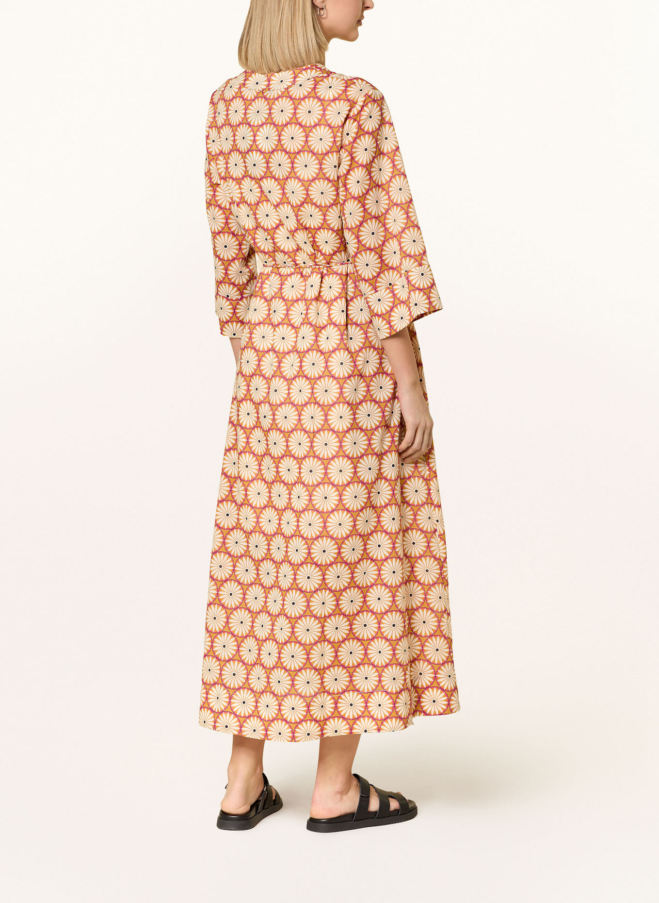 Marc O'Polo Hemdblusenkleid mit 3/4-Arm: DUNKELORANGE/ ECRU/ FUCHSIA