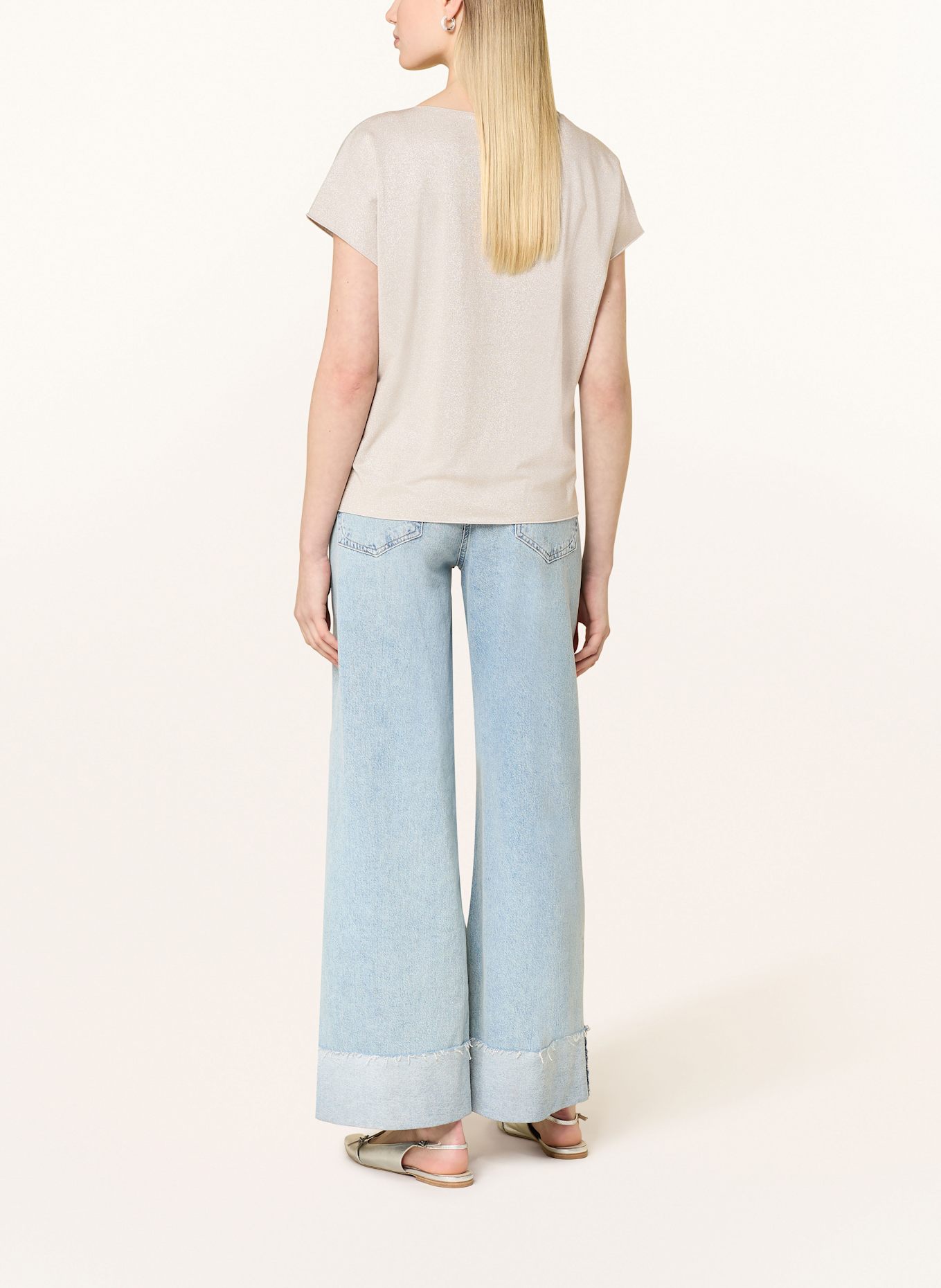 monari T-shirt with decorative gems: CREAM