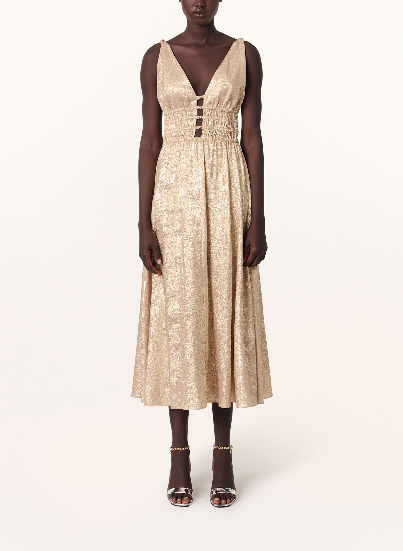 maje Abendkleid mit Glitzergarn: GOLD