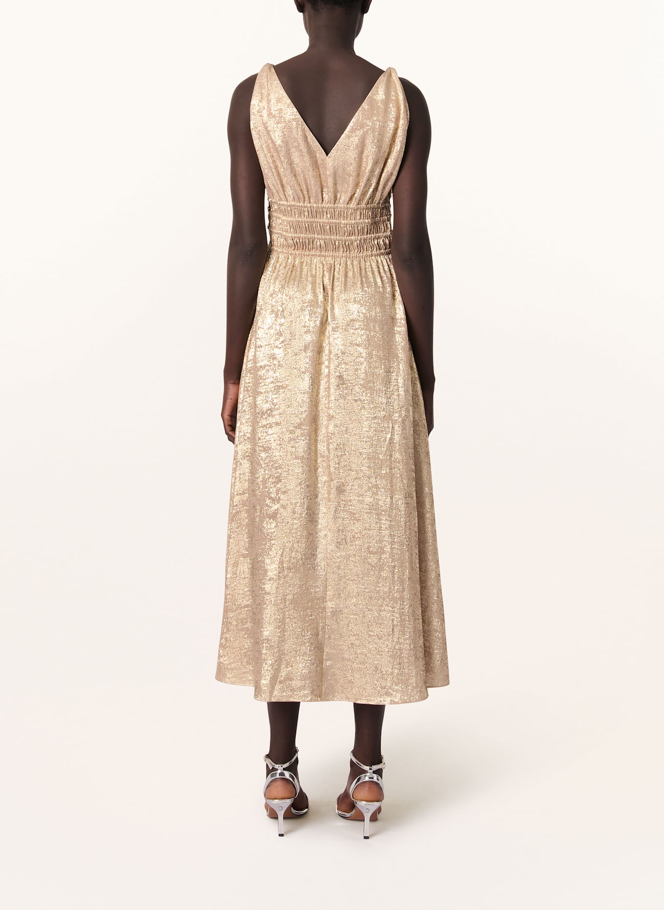 maje Abendkleid mit Glitzergarn: GOLD