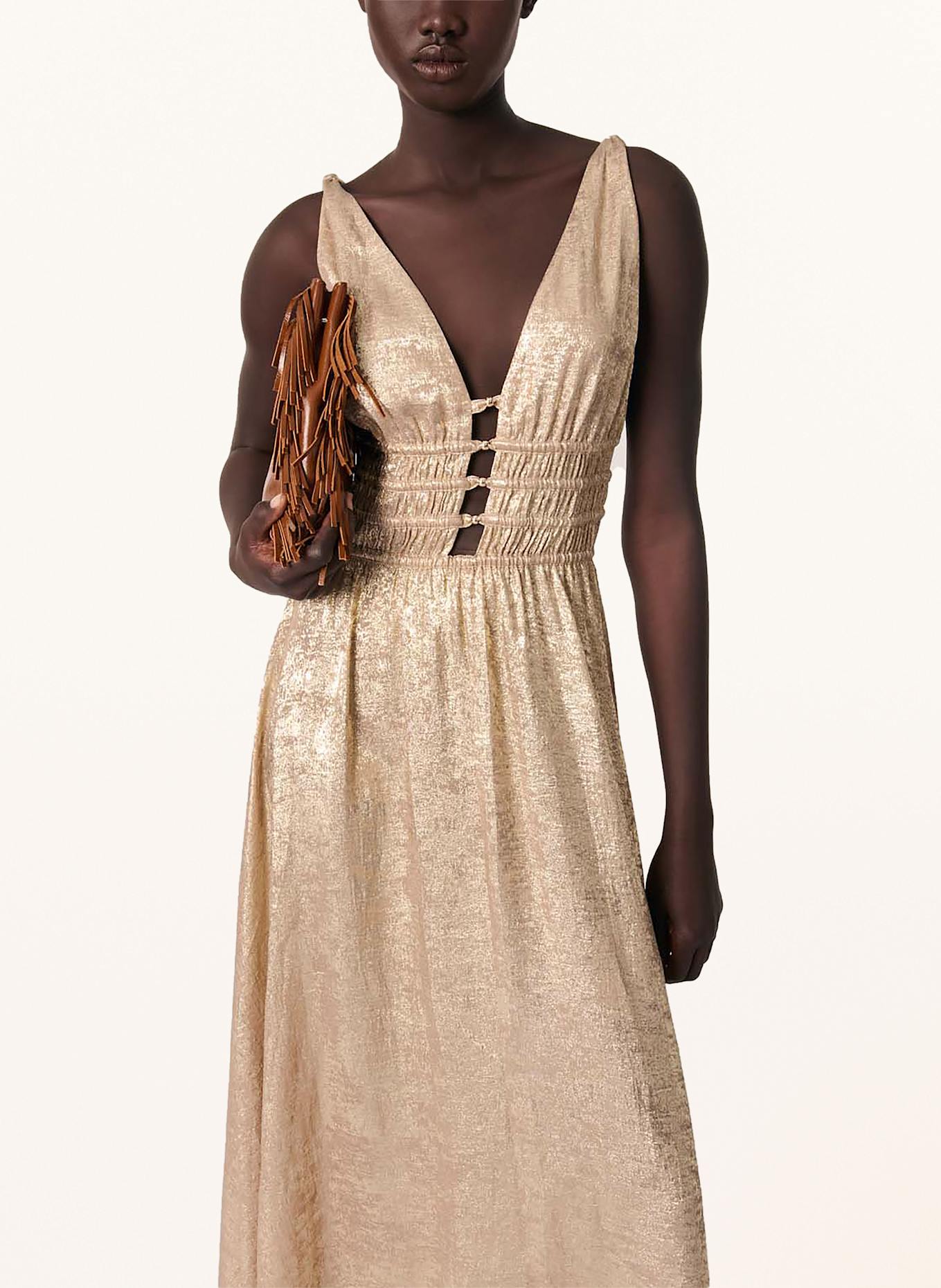 maje Abendkleid mit Glitzergarn: GOLD