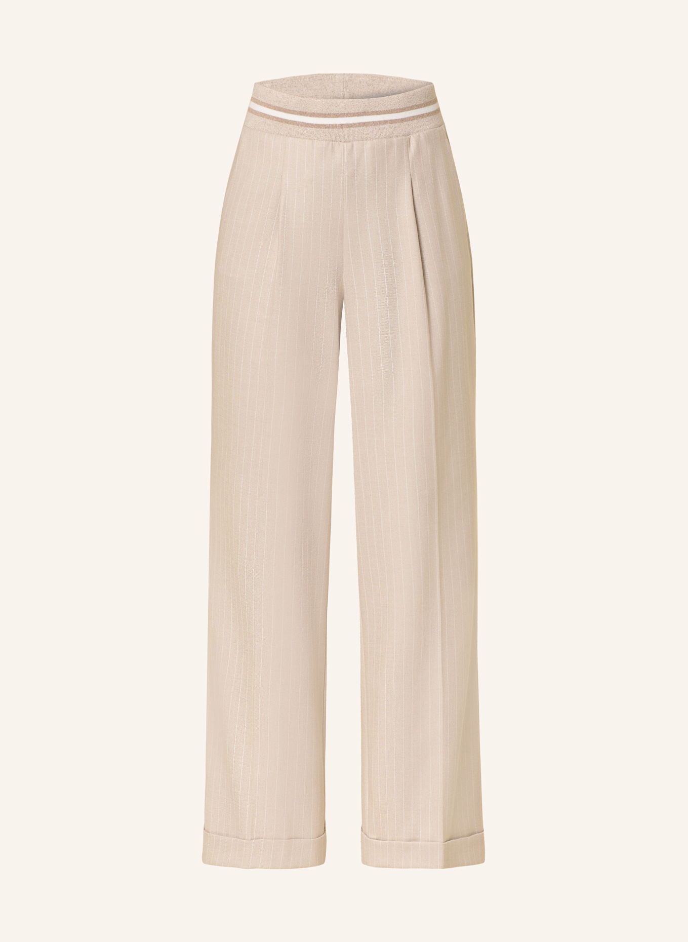 MARC AUREL Marlenehose: BEIGE / WEISS