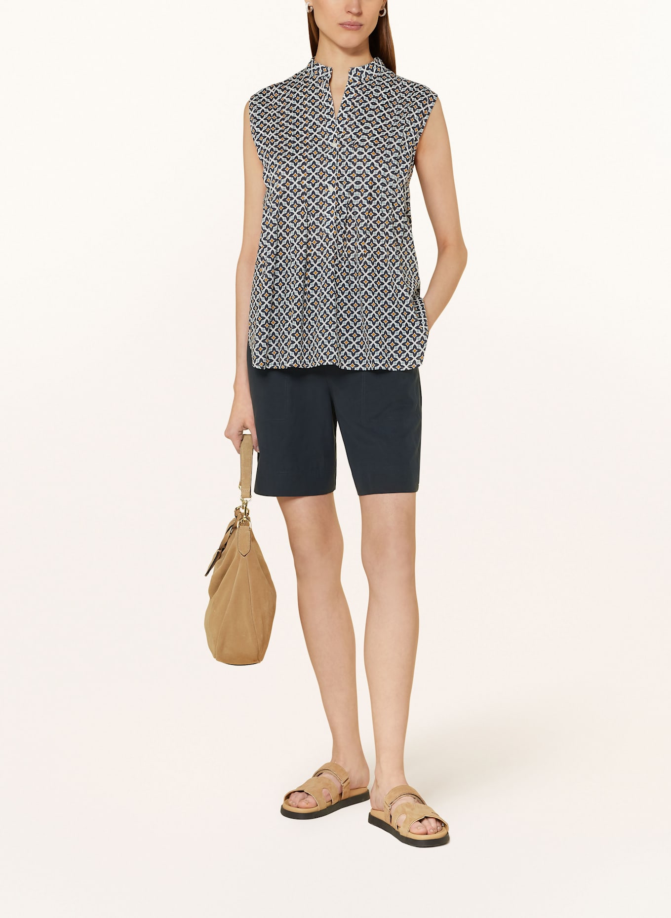 Marc O'Polo Bluzka bez rękawów: BIAŁY / GRANATOWY / CIEMNOŻÓŁTY