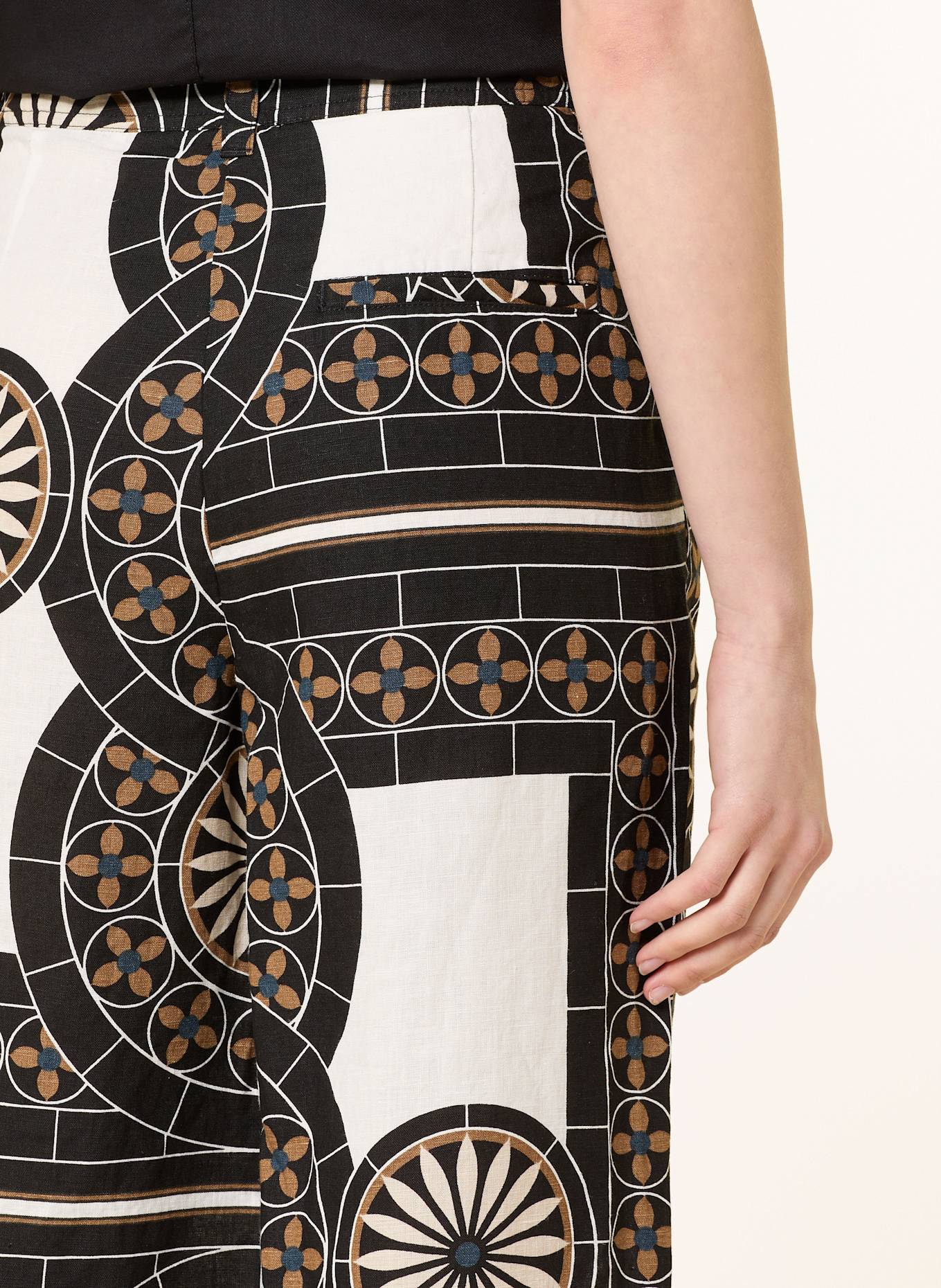 Marc O'Polo Marlenehose aus Leinen: SCHWARZ / WEISS / BRAUN