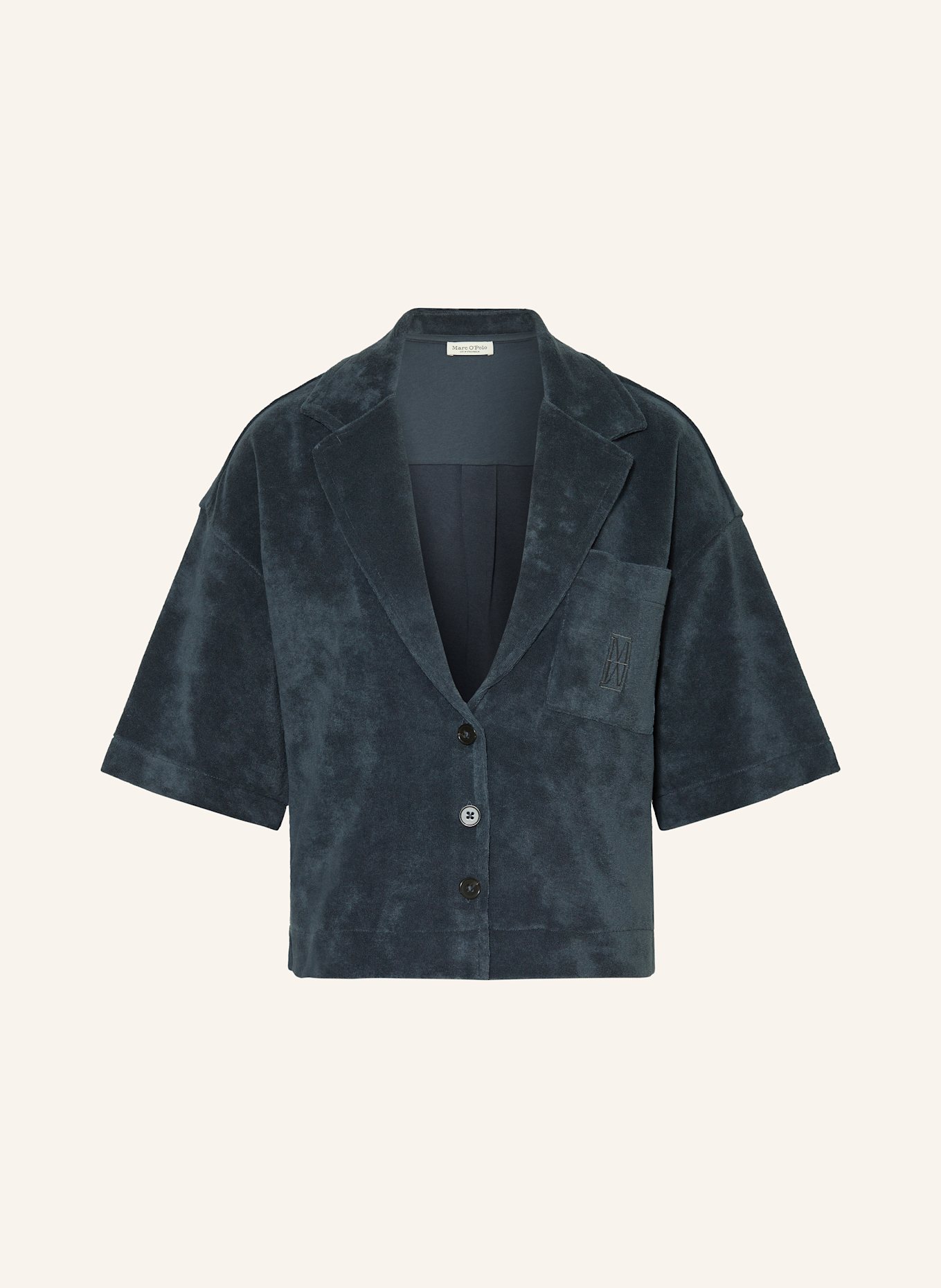 Marc O'Polo Frottee-Overshirt: DUNKELBLAU