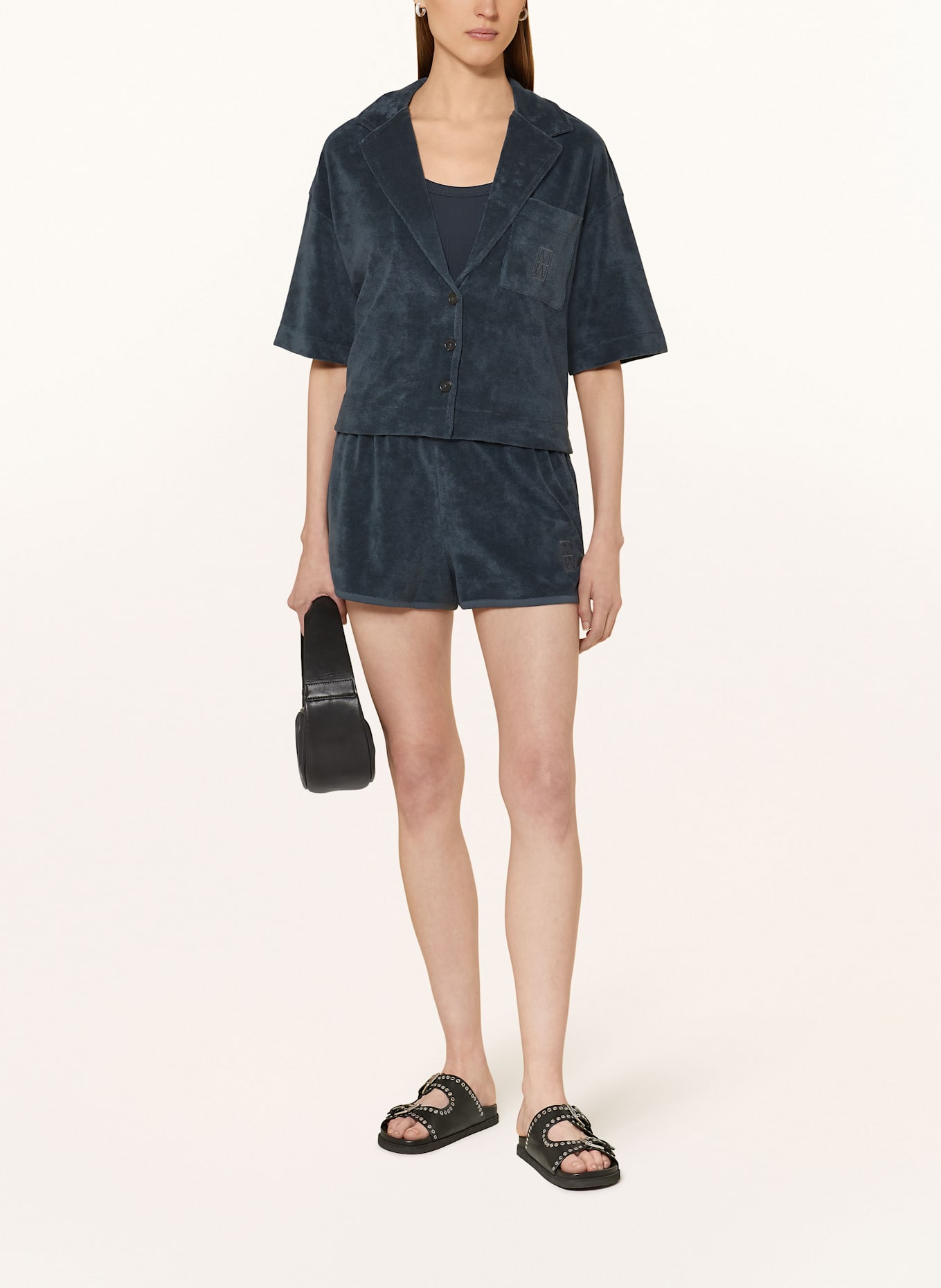 Marc O'Polo Frottee-Overshirt: DUNKELBLAU