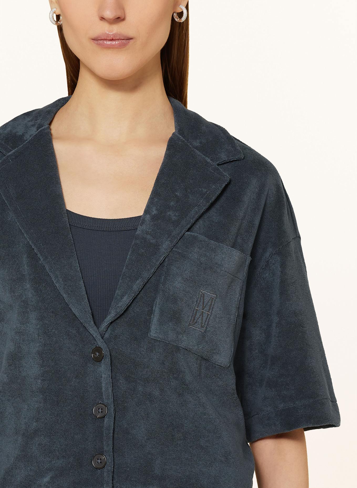 Marc O'Polo Frottee-Overshirt: DUNKELBLAU