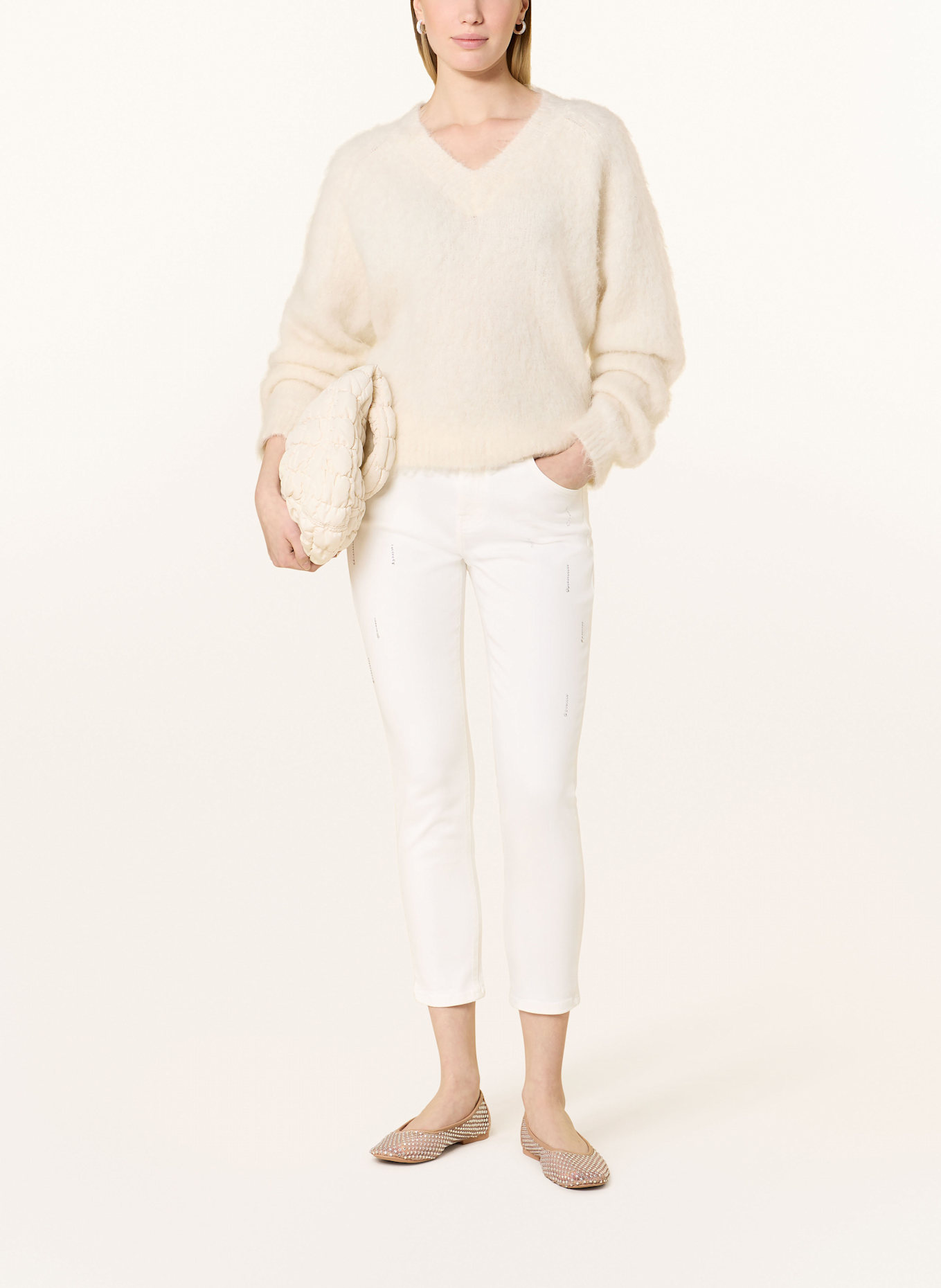 monari Skinny jeans with decorative gems: WHITE