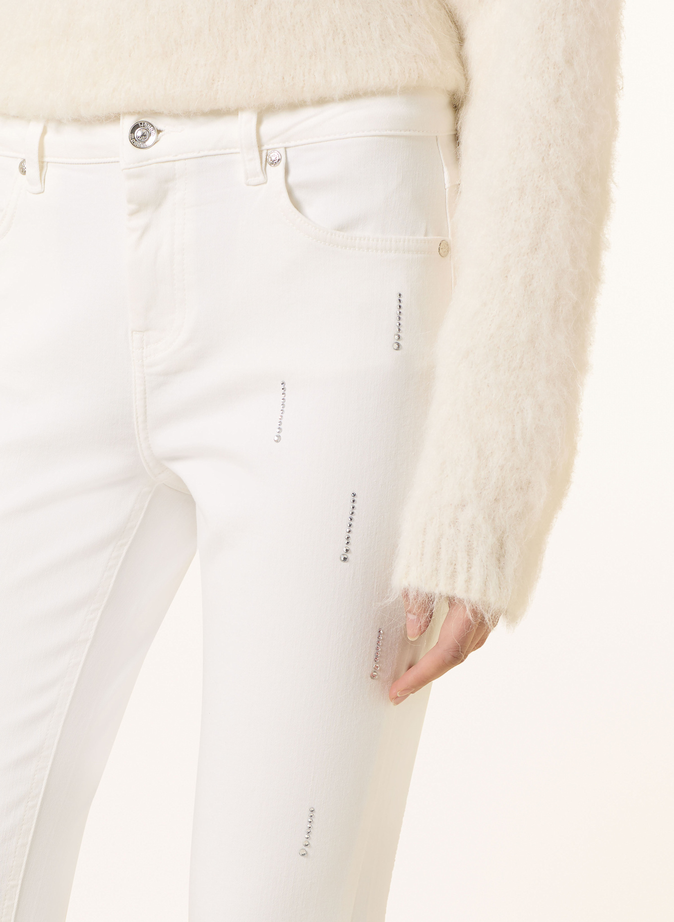 monari Skinny jeans with decorative gems: WHITE