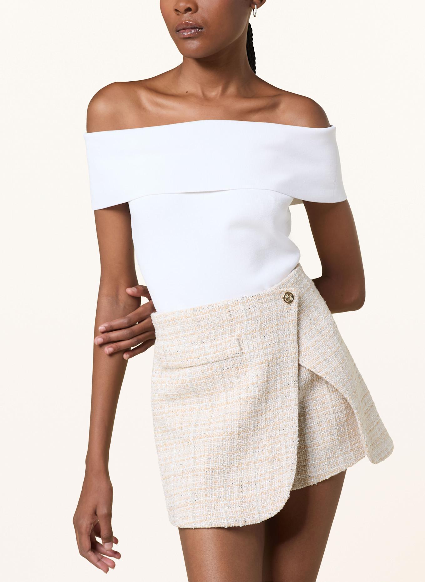 maje Tweed-Skort mit Glitzergarn: BEIGE/ CREME/ SILBER