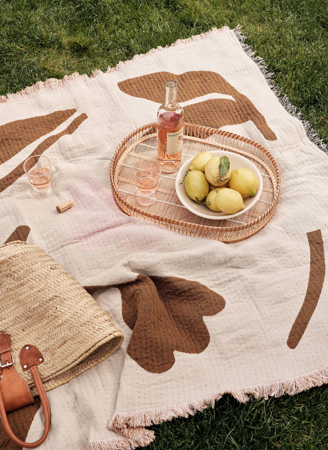 BROSTE COPENHAGEN Plaid ROSITA: BRAUN/ ROSÉ