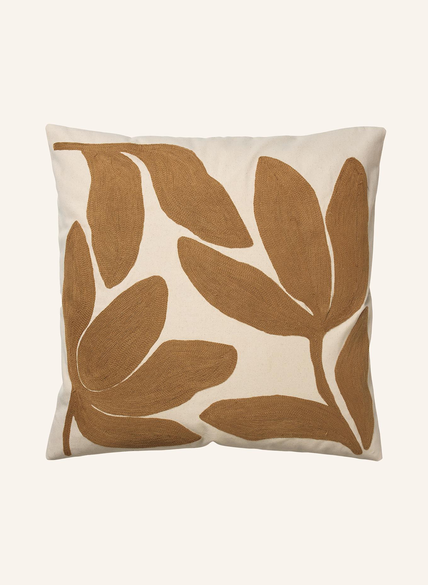 BROSTE COPENHAGEN Decorative cushion cover HERBERT, Color: CREAM/ COGNAC (Image 1)