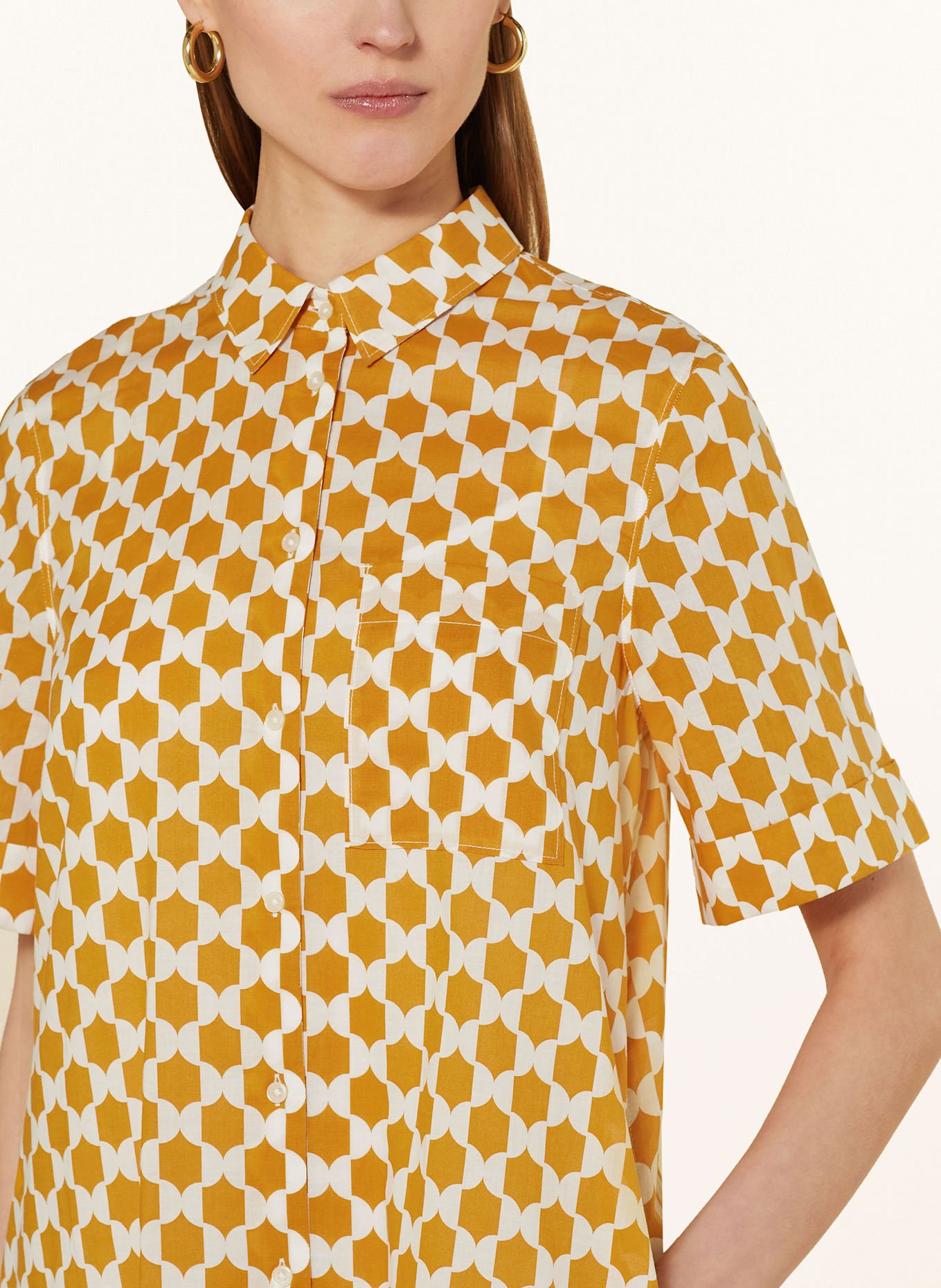 Marc O'Polo Hemdblusenkleid: DUNKELORANGE/ WEISS