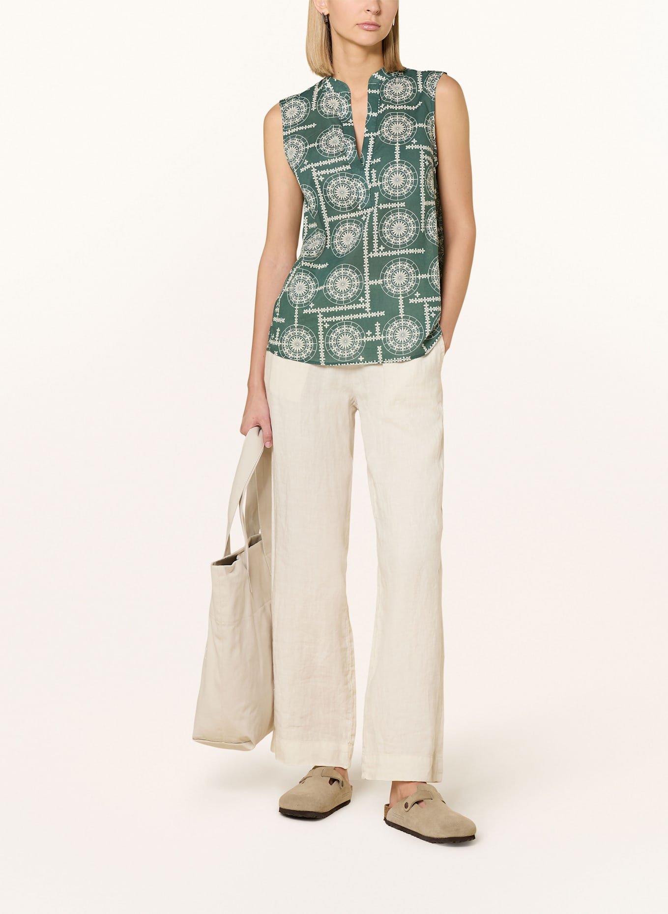 Marc O'Polo Top: ZELENÁ / KRÉMOVÁ