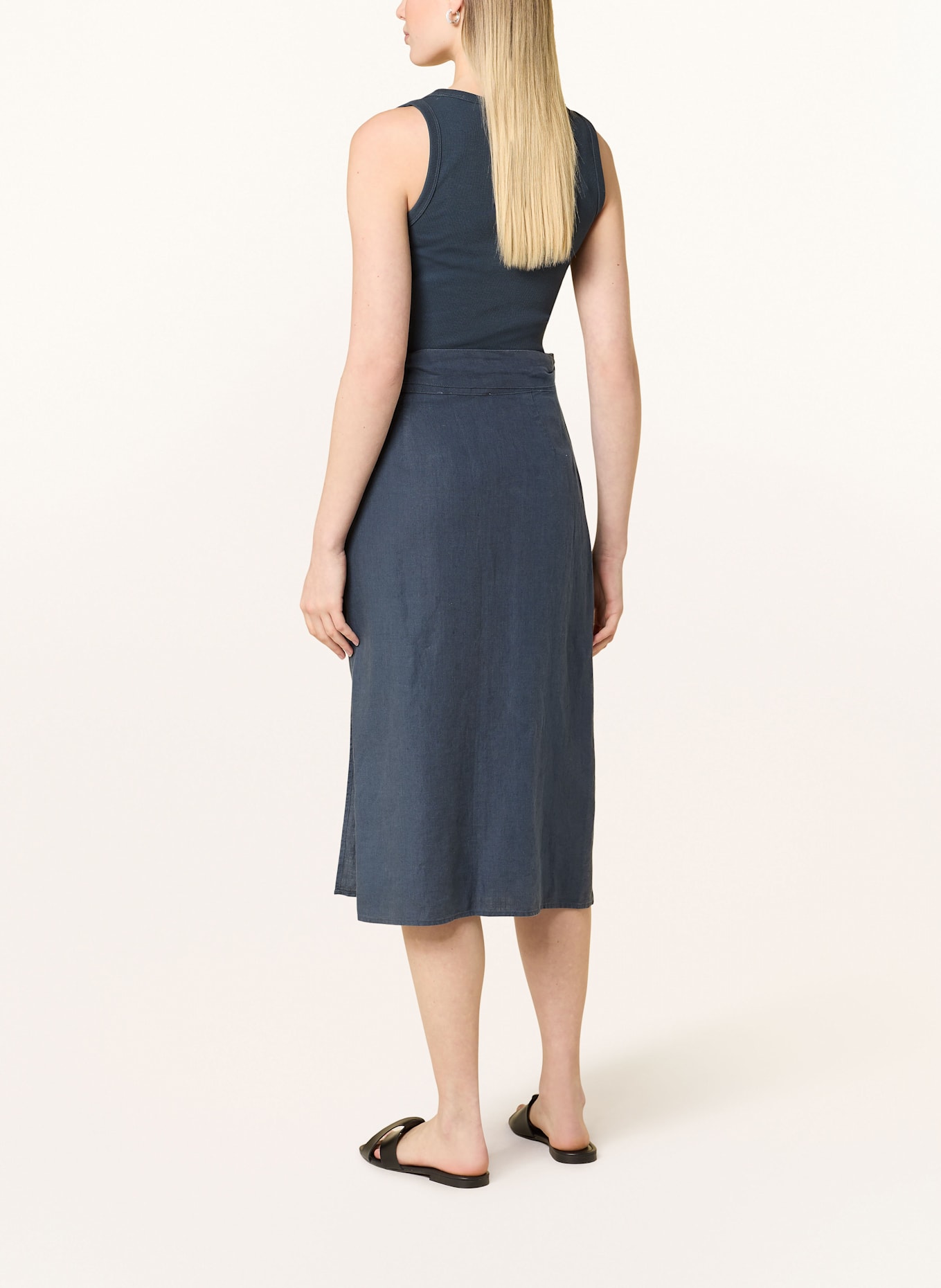 Marc O'Polo Wickelrock aus Leinen: DUNKELBLAU