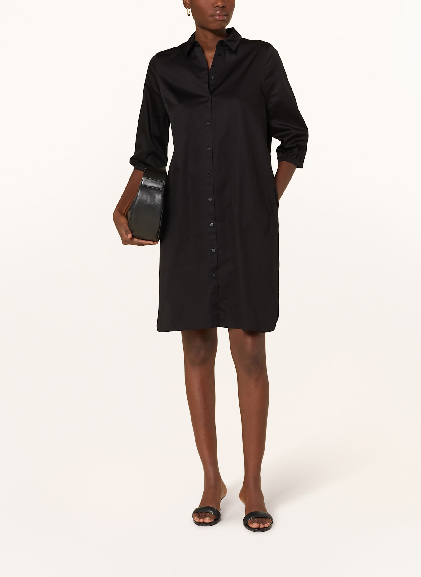 MILANO ITALY Robe chemise à manches 3/4: NOIR