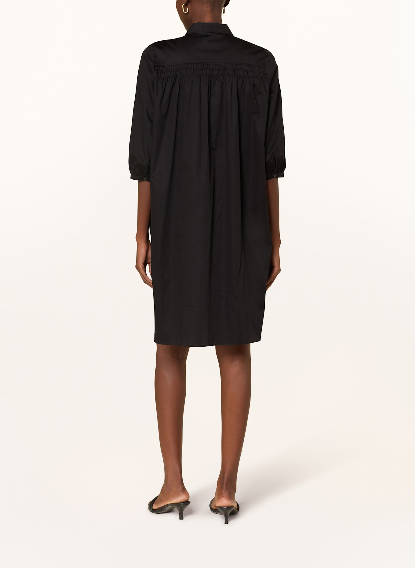 MILANO ITALY Robe chemise à manches 3/4: NOIR