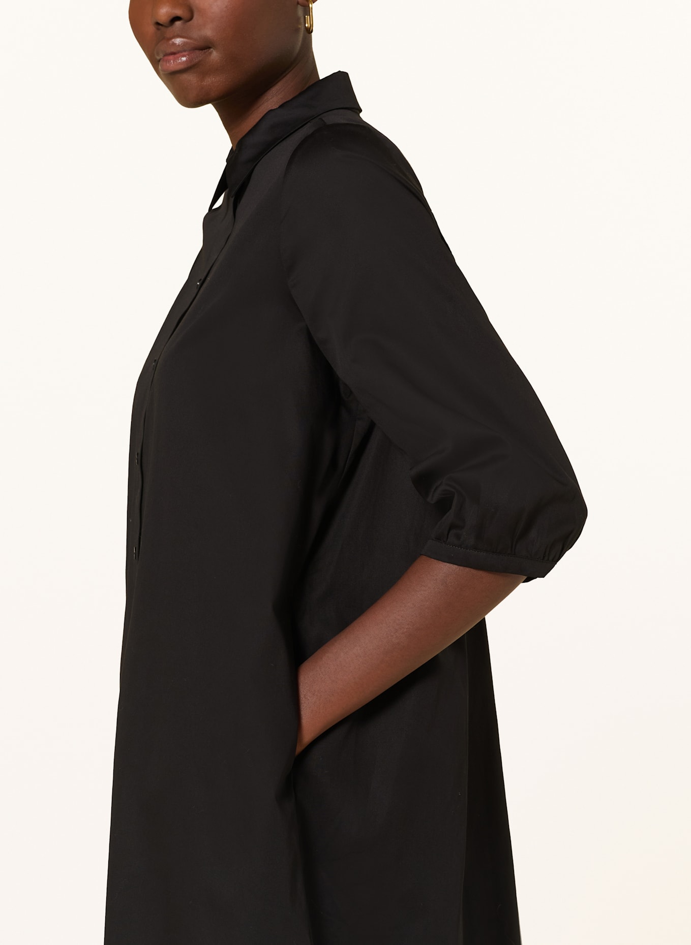 MILANO ITALY Robe chemise à manches 3/4: NOIR