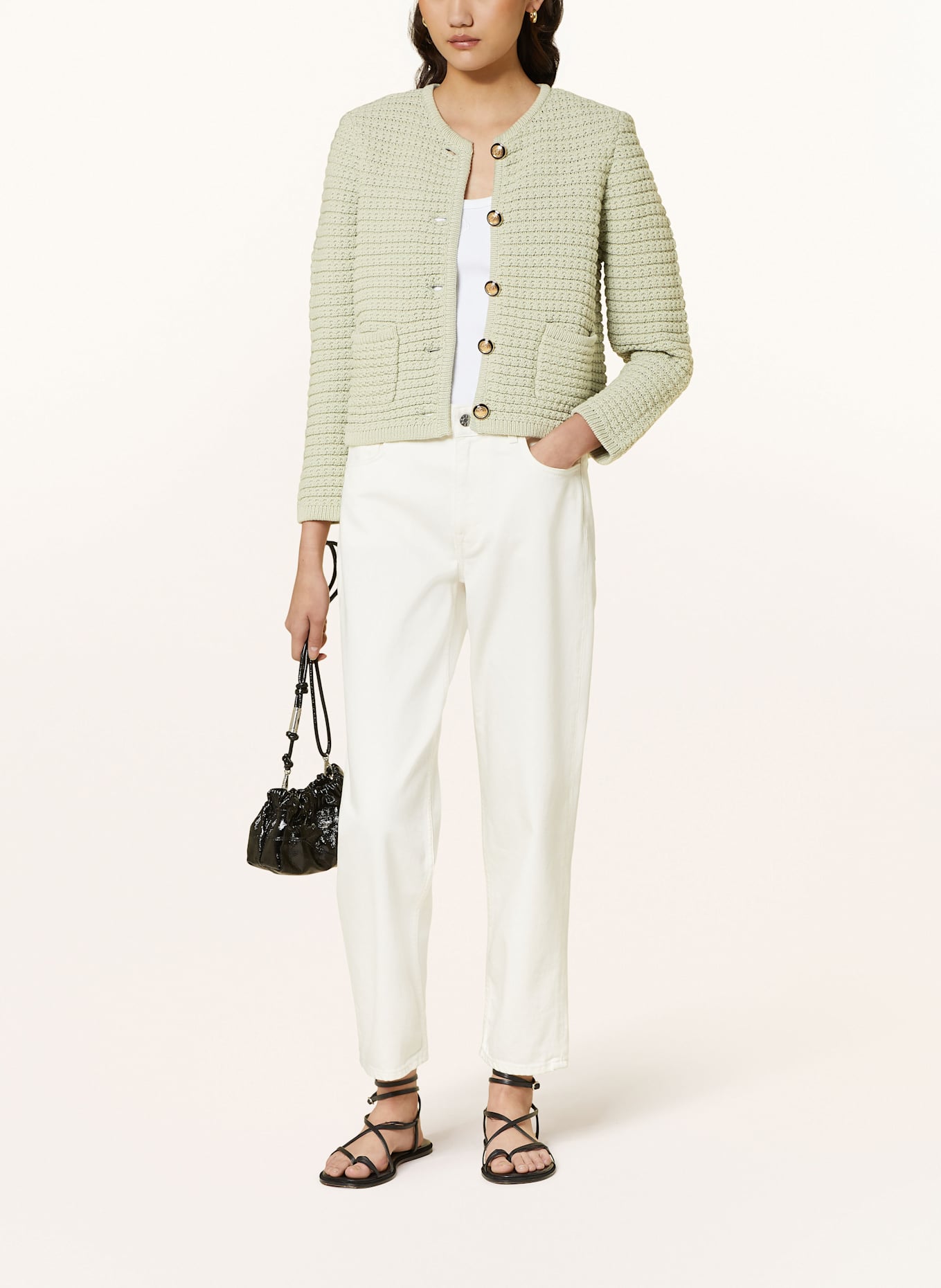 ba&sh Pletený kardigan GASPARD: SVĚTLE ZELENÁ