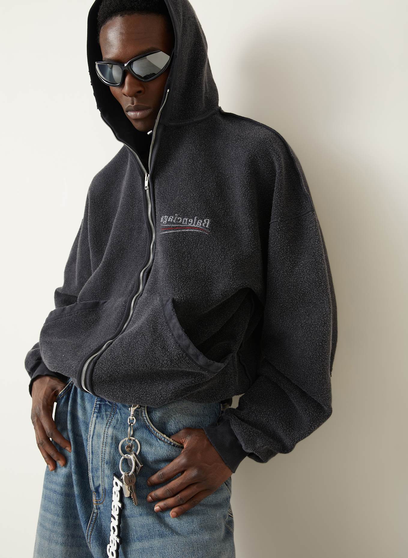 BALENCIAGA Sweatjacke: SCHWARZ