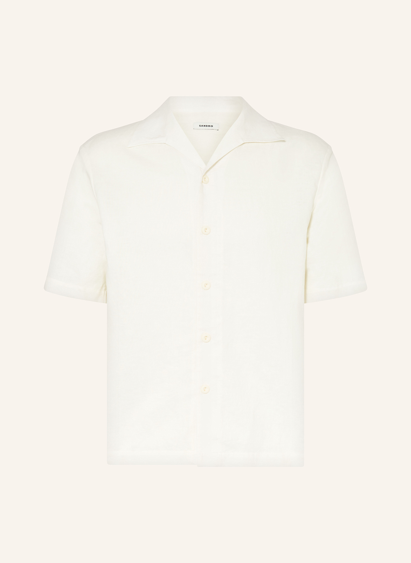 SANDRO Koszula z klapami slim fit z lnem: ECRU