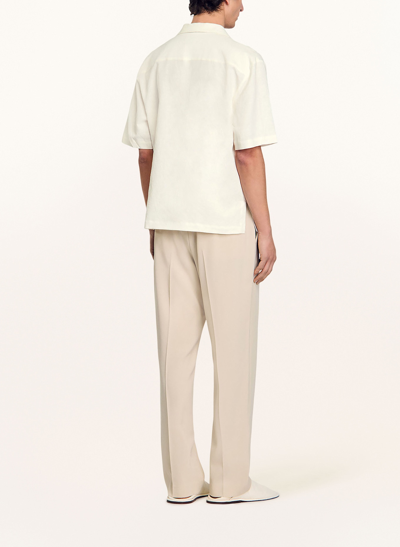 SANDRO Koszula z klapami slim fit z lnem: ECRU