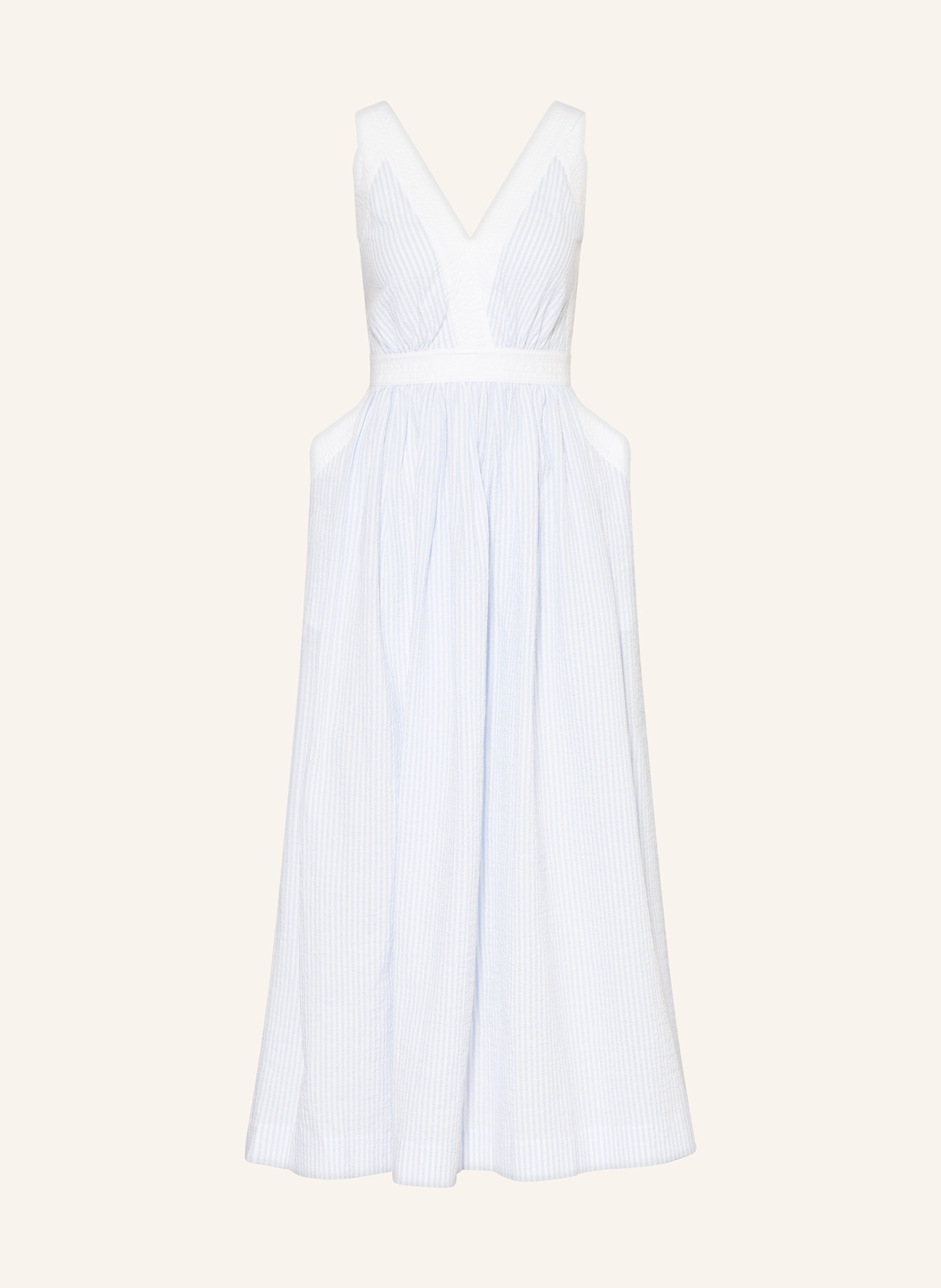 SANDRO Kleid mit Cut-out: HELLBLAU/ WEISS