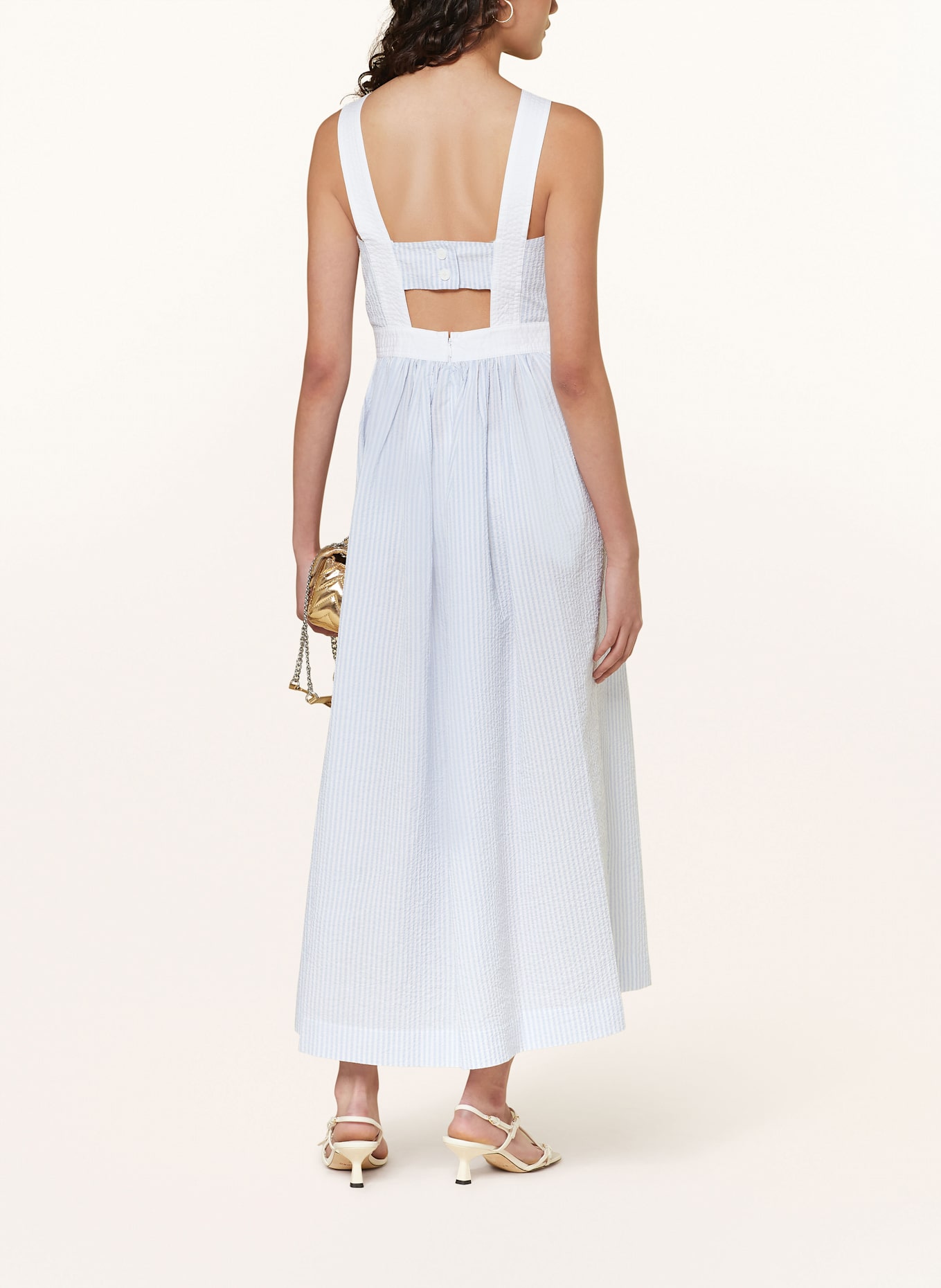 SANDRO Kleid mit Cut-out: HELLBLAU/ WEISS