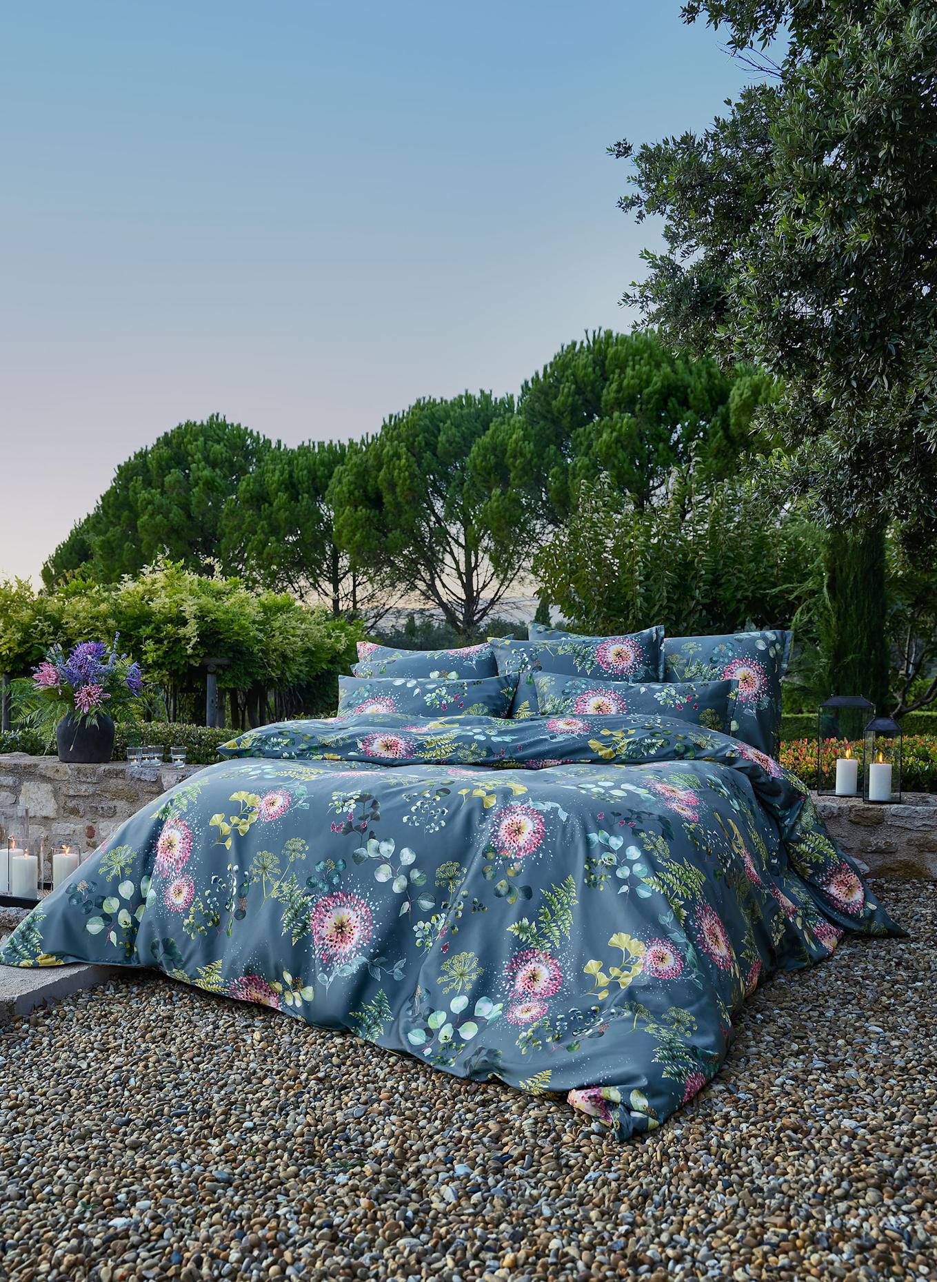 SCHLOSSBERG Bettbezug NELE: PETROL / FUCHSIA / GELB