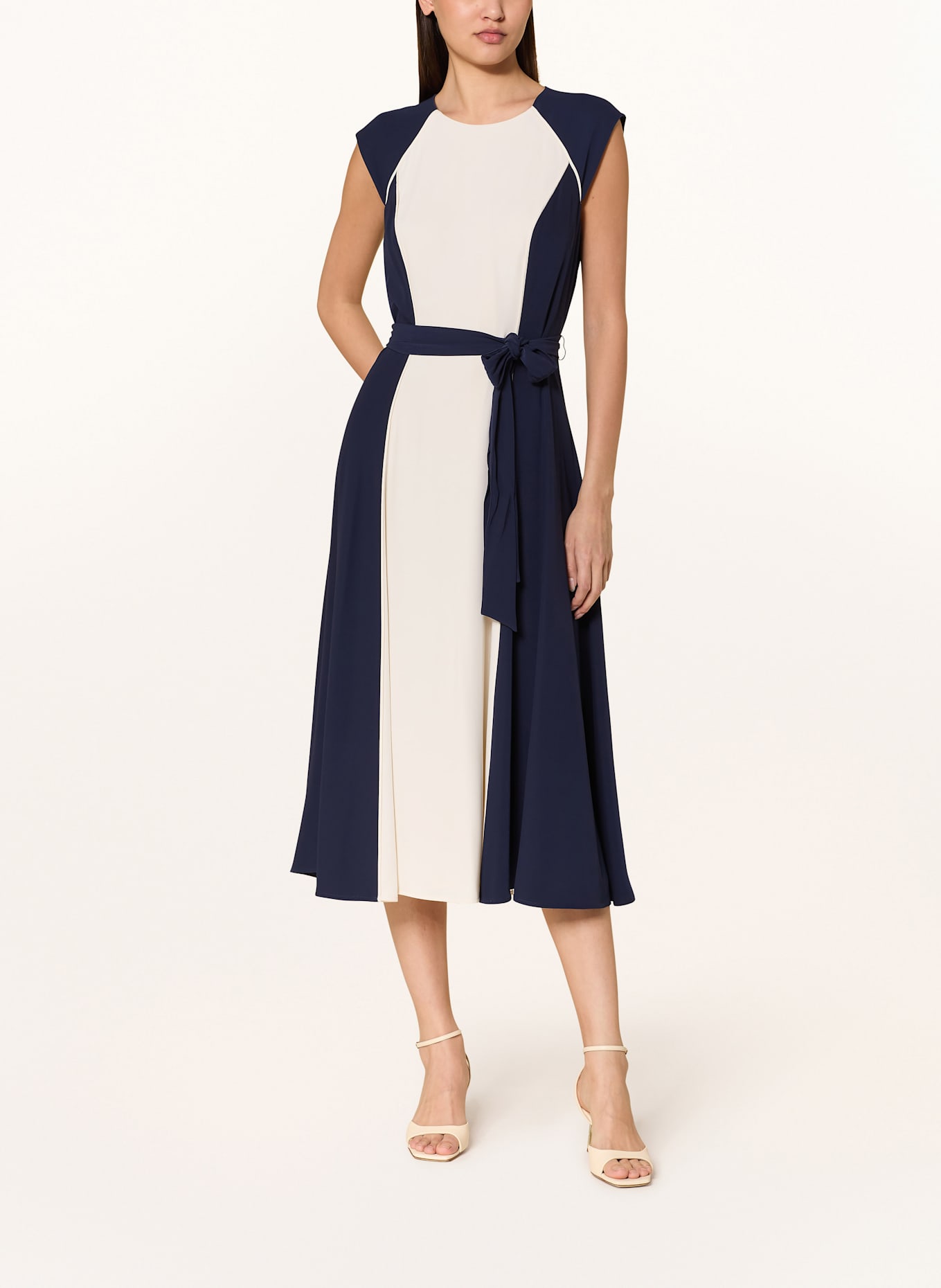 HOBBS ANDREA dress in dark blue/ ecru