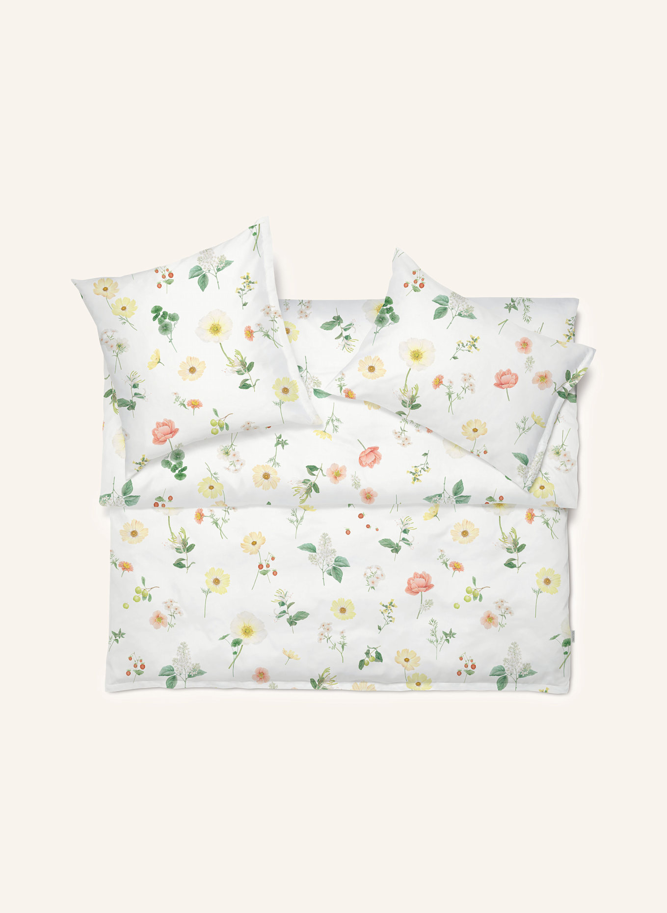 SCHLOSSBERG Bettbezug ZINNIA: WEISS / GRÜN / HELLORANGE