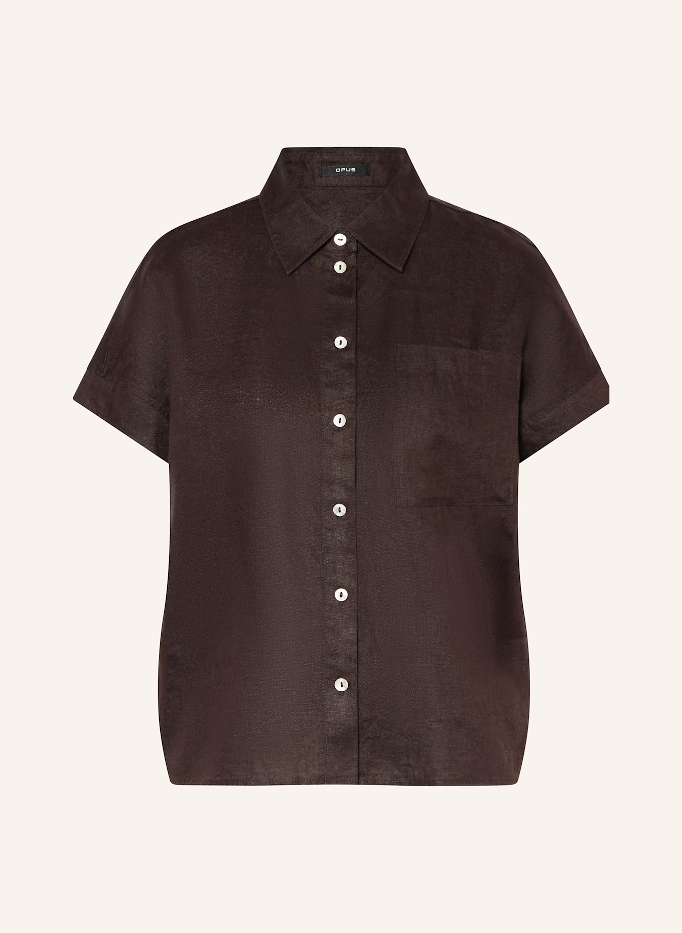 OPUS Koszula FELISA z lnu: CIEMNOBRĄZOWY