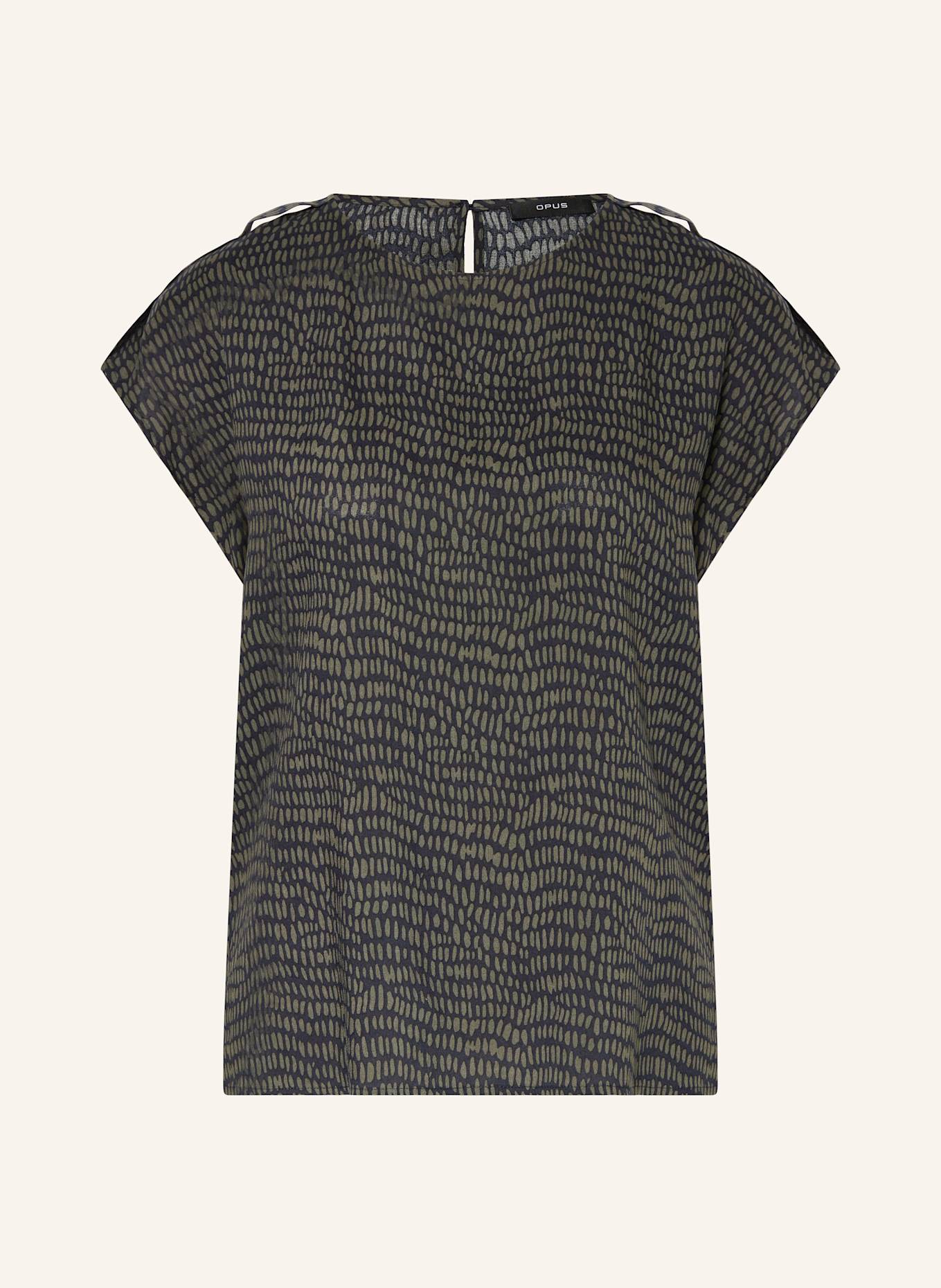 OPUS Blusenshirt FERENA SPLASH: DUNKELBLAU / OLIV