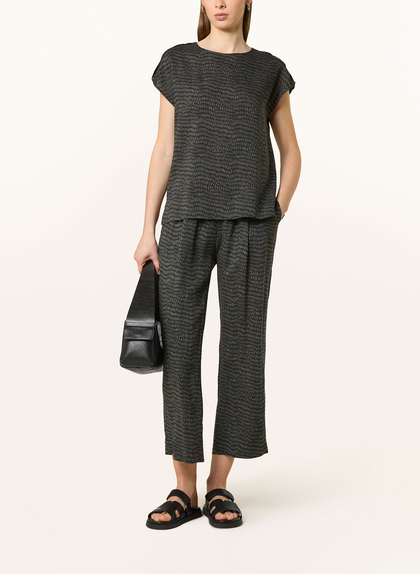 OPUS Blusenshirt FERENA SPLASH: DUNKELBLAU / OLIV