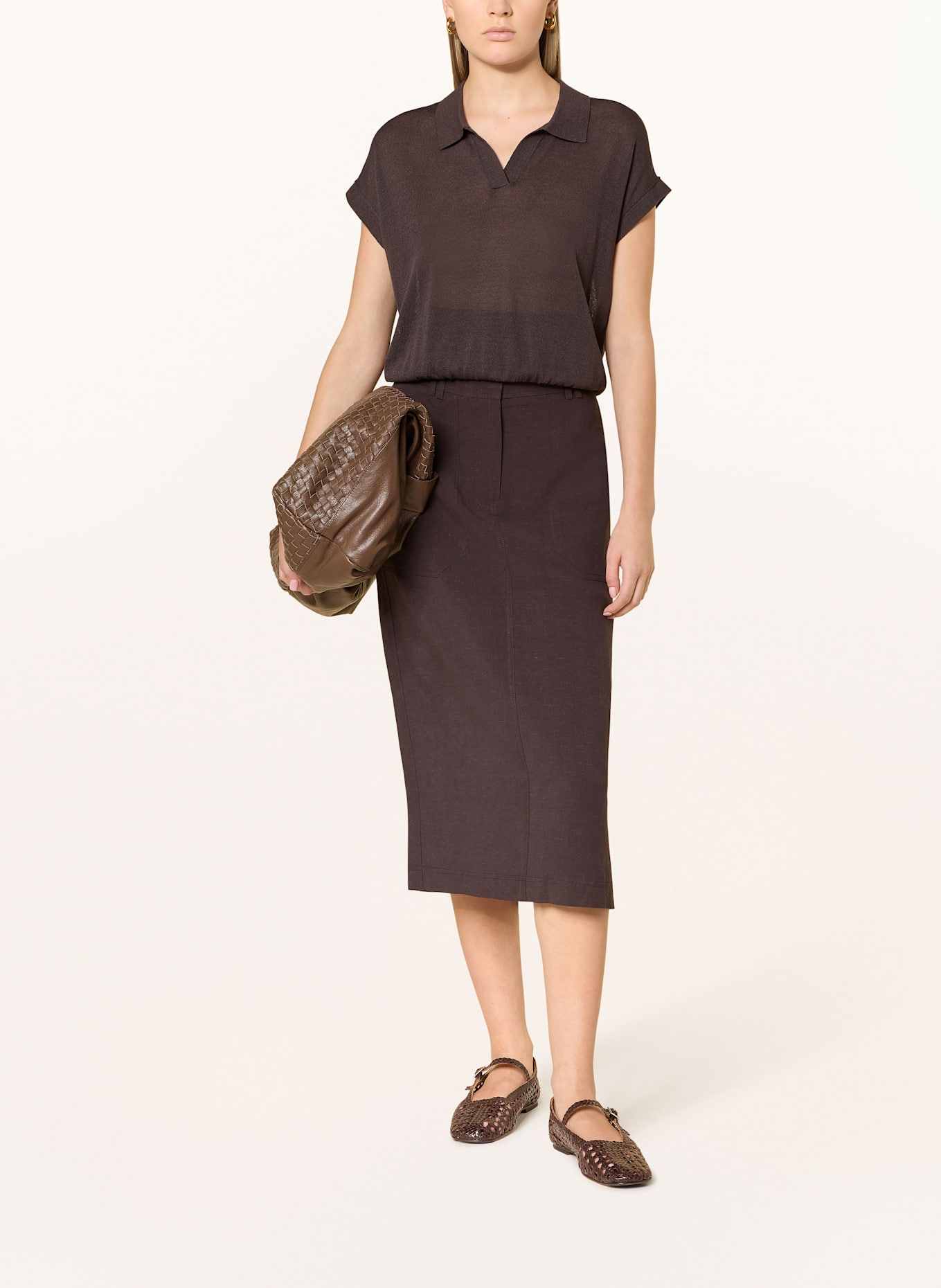 OPUS Strickshirt POSARA: DUNKELBRAUN