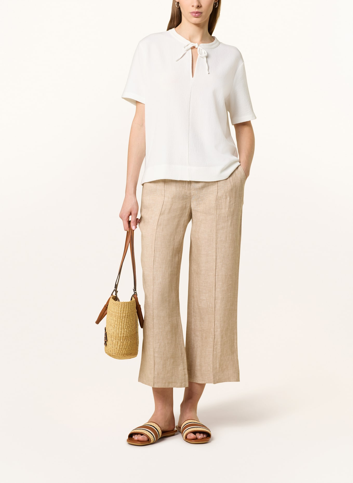 OPUS T-Shirt SERGLI im Materialmix: WEISS