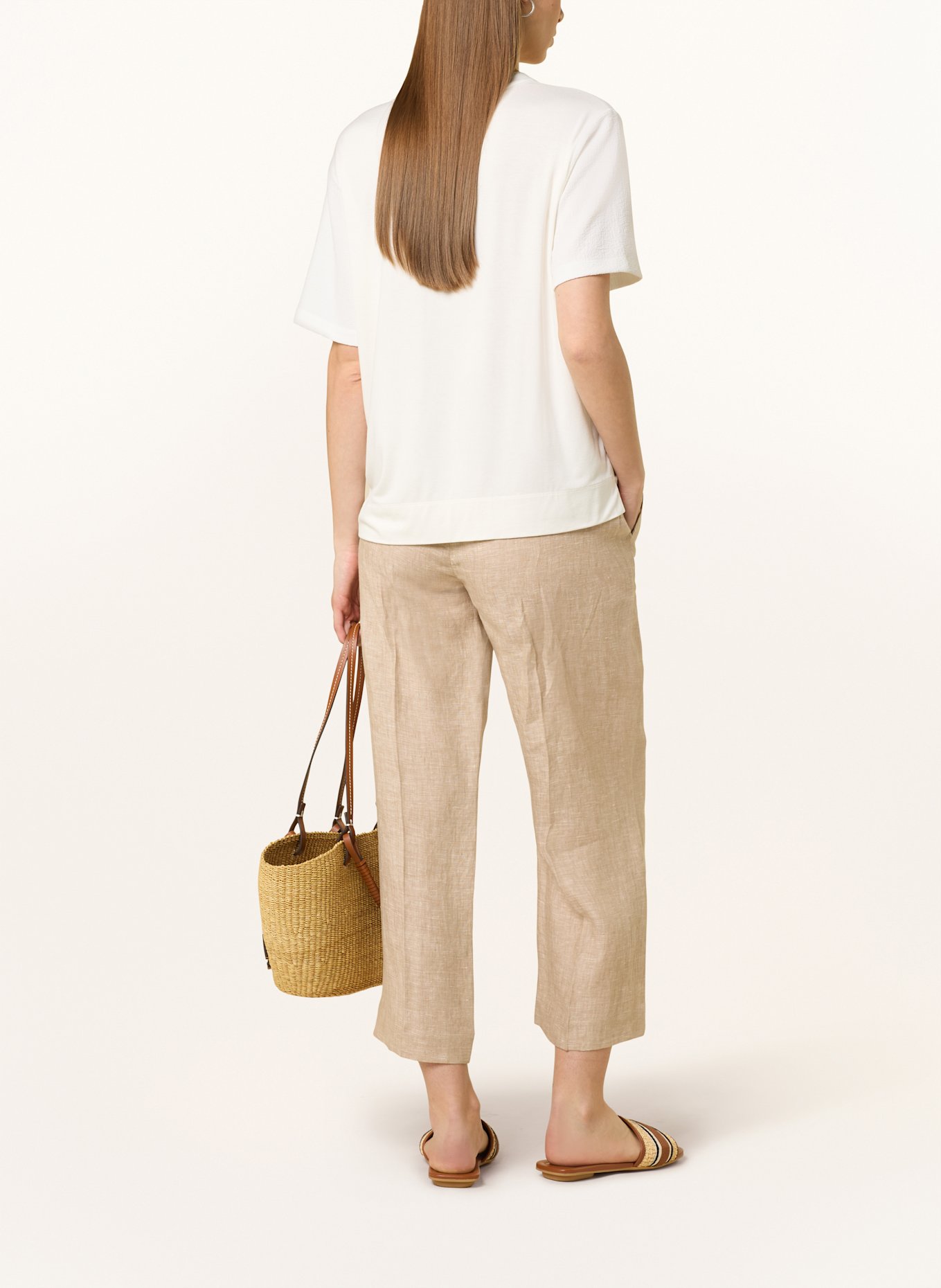 OPUS T-Shirt SERGLI im Materialmix: WEISS