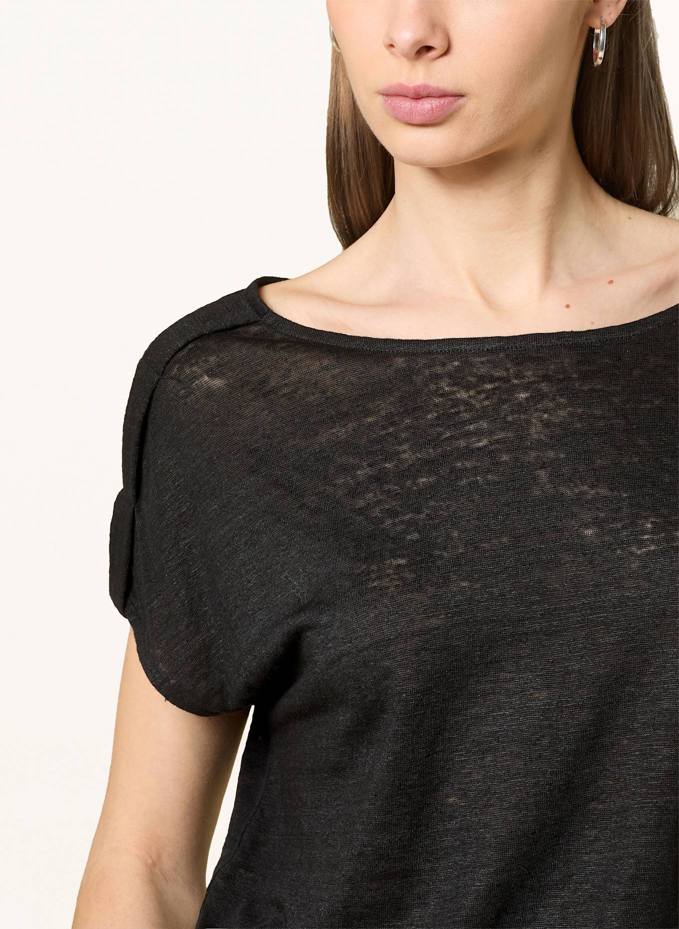OPUS T-Shirt SOGULI aus Leinen: SCHWARZ