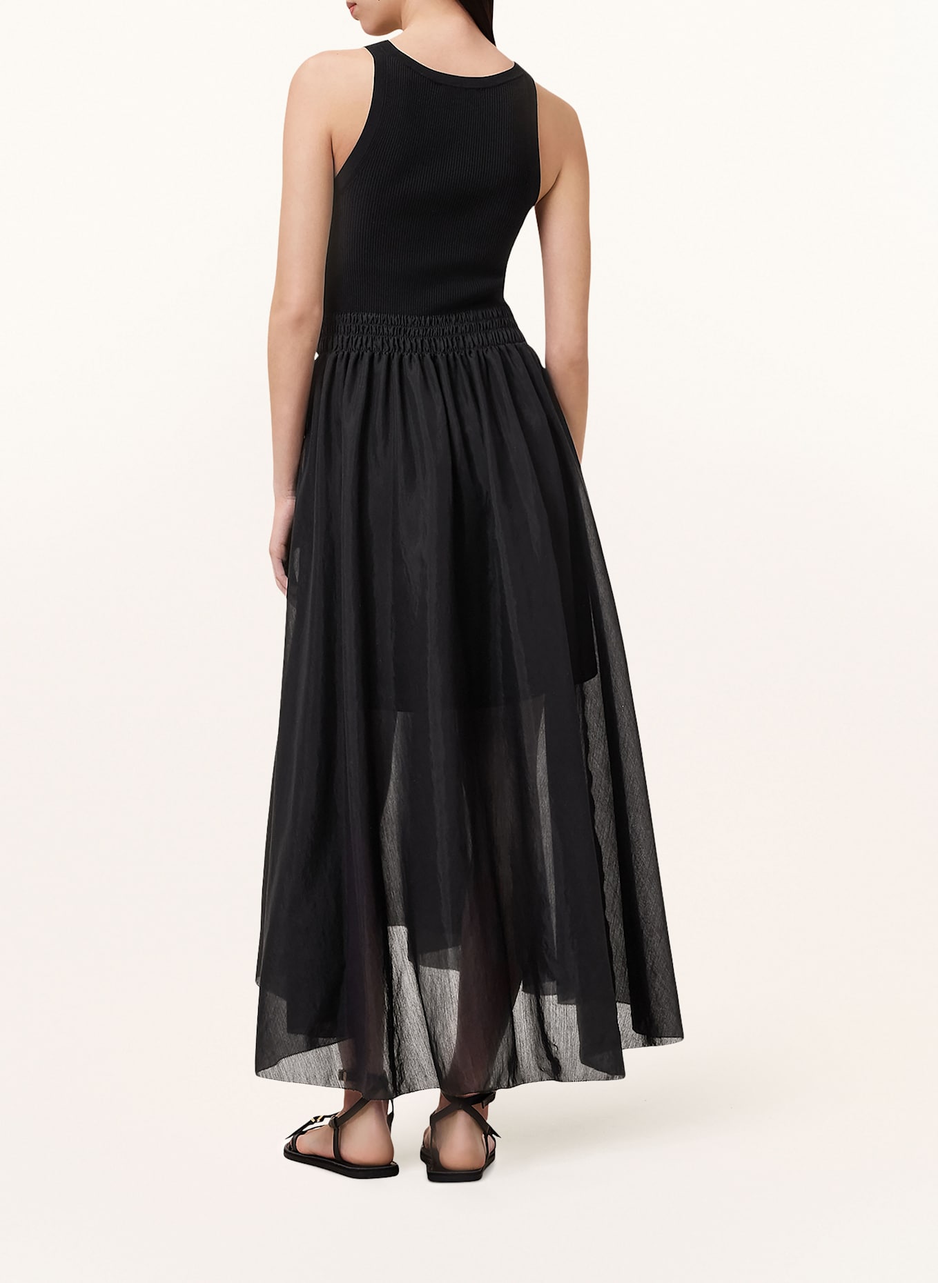 ALLSAINTS ZENIA dress in mixed materials: BLACK