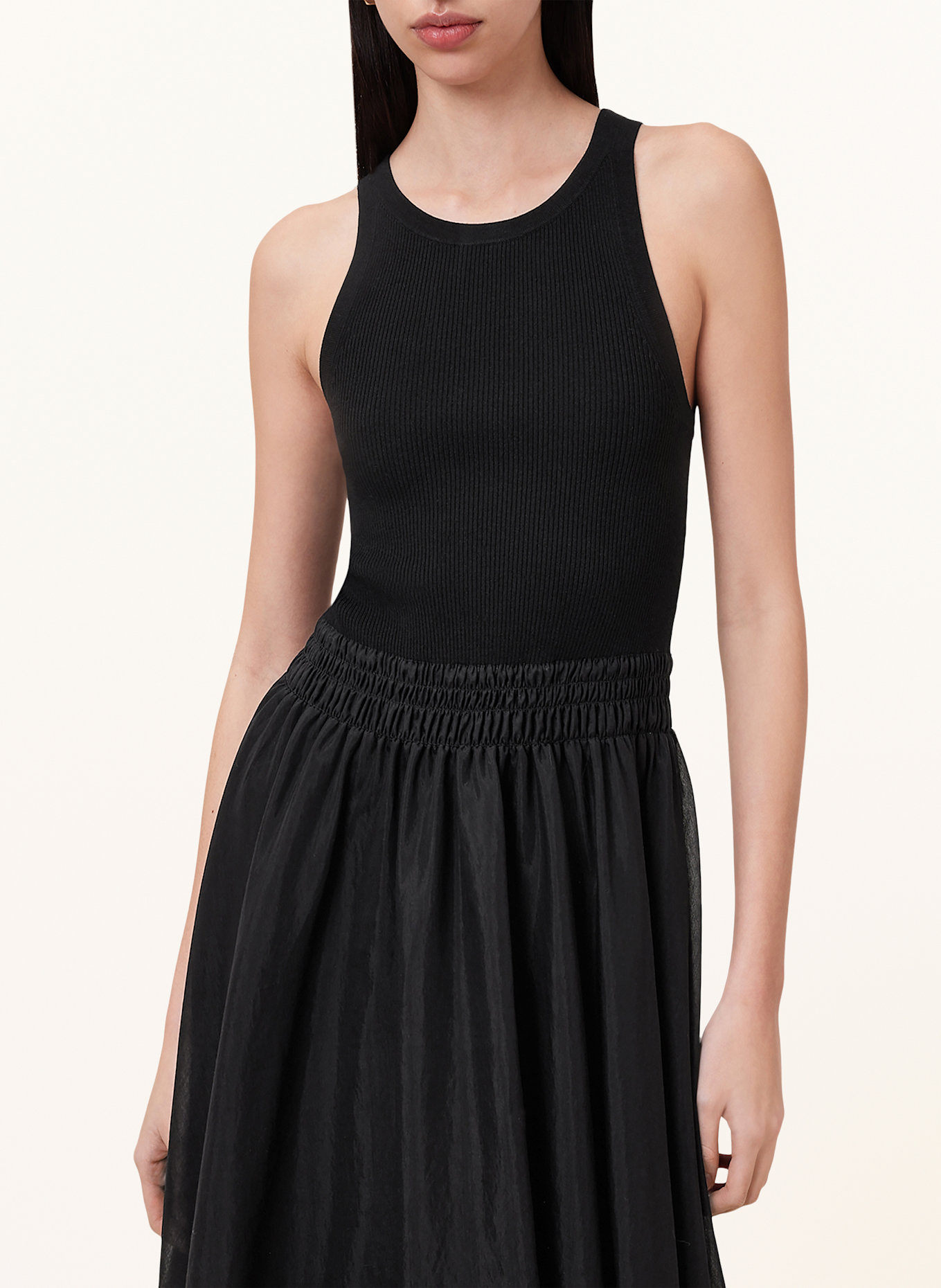ALLSAINTS ZENIA dress in mixed materials: BLACK