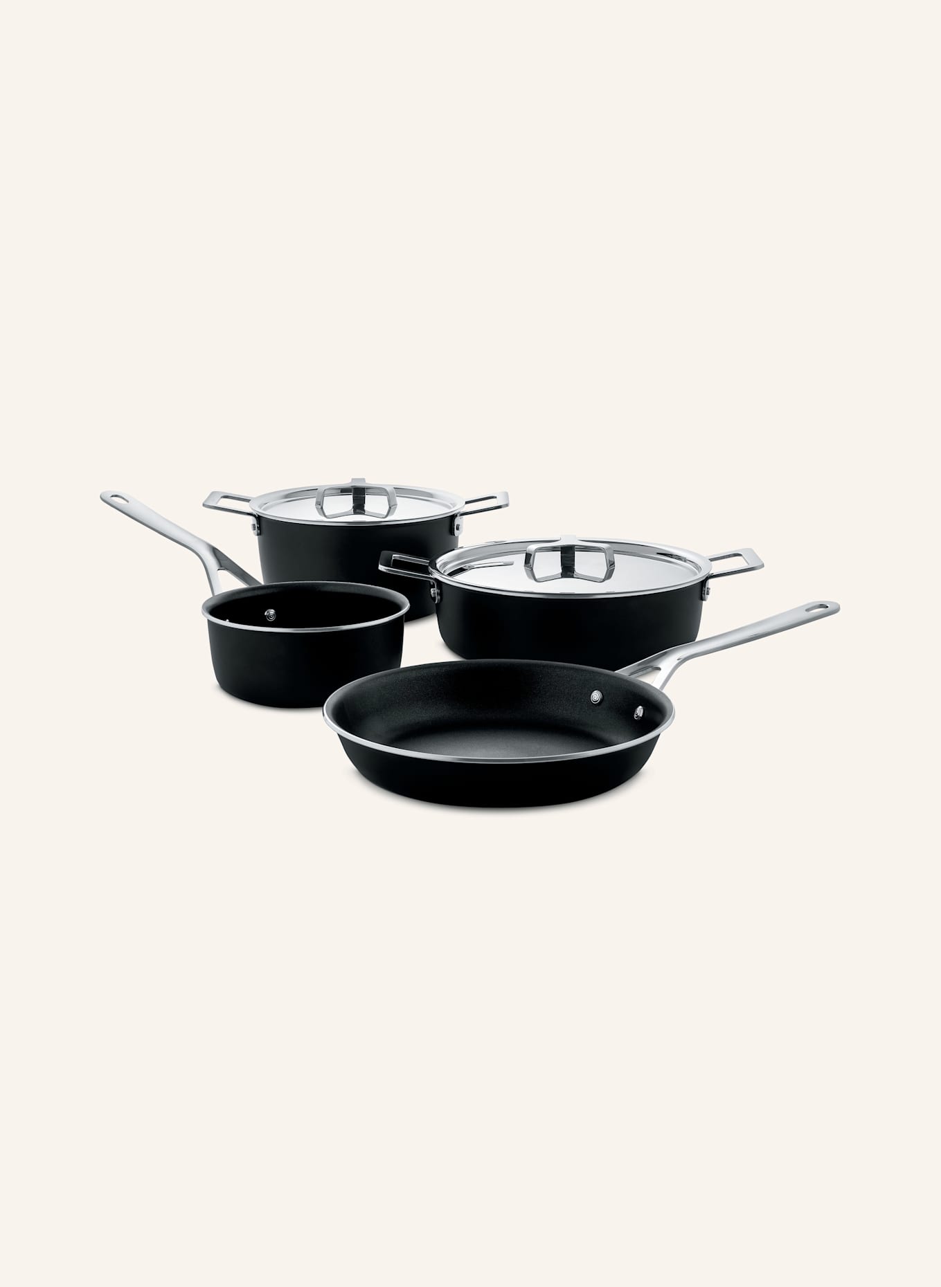 ALESSI 6-tlg. Kochgeschirr-Set POTS&PANS: SCHWARZ / SILBER