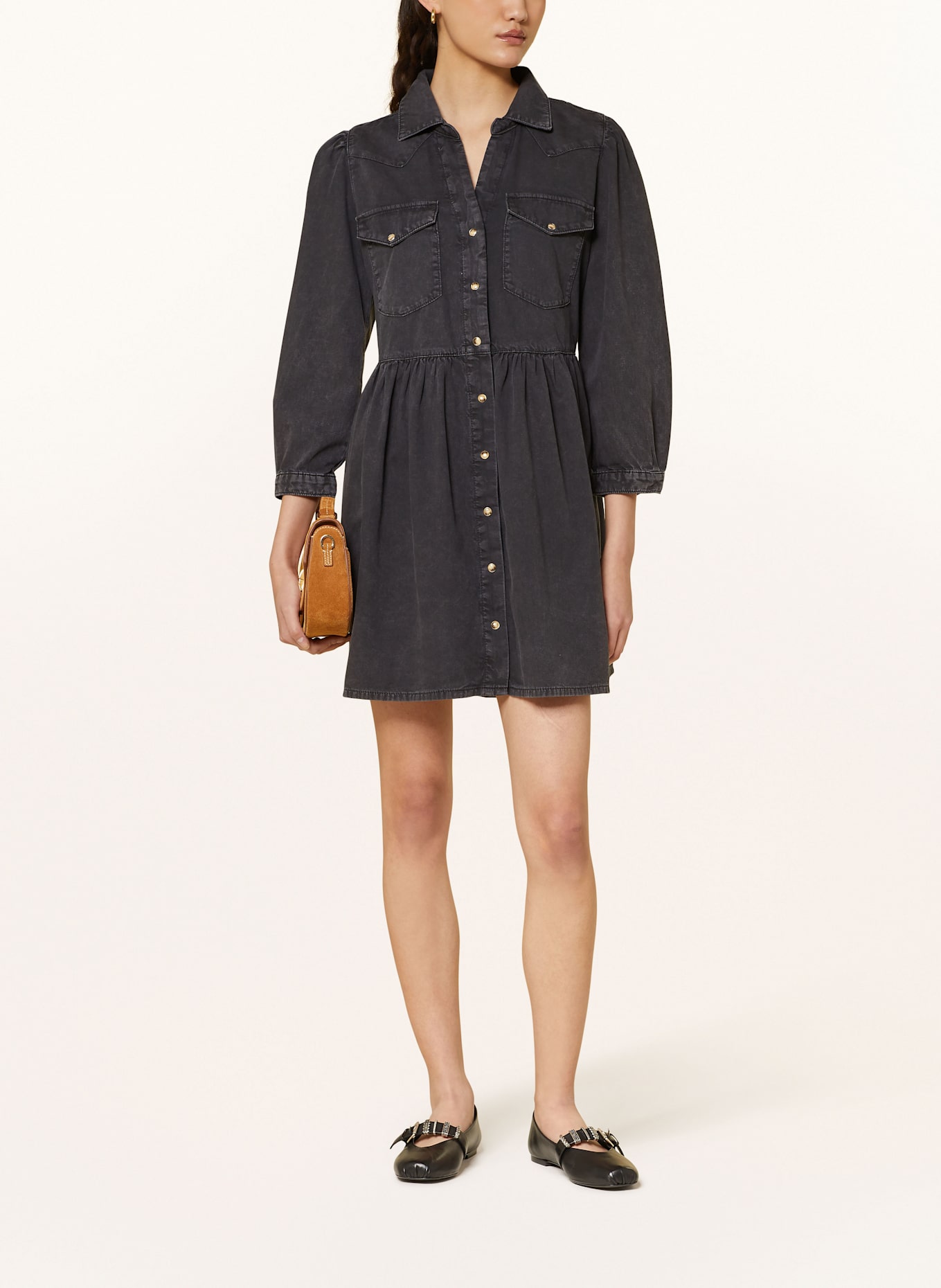 ba&sh Hemdblusenkleid BINONA mit 3/4-Arm: SCHWARZ