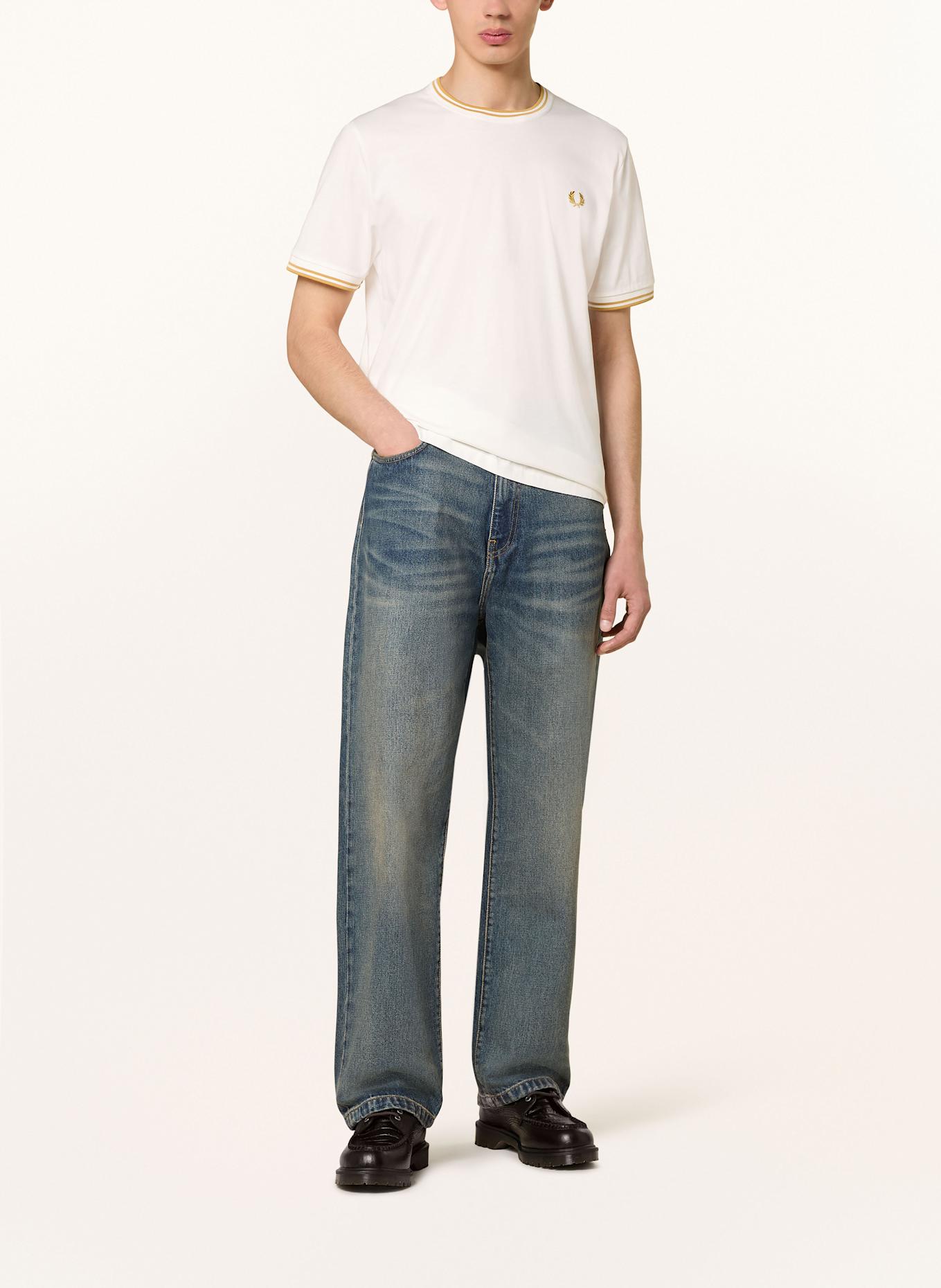 FRED PERRY T-Shirt: WEISS / DUNKELGELB