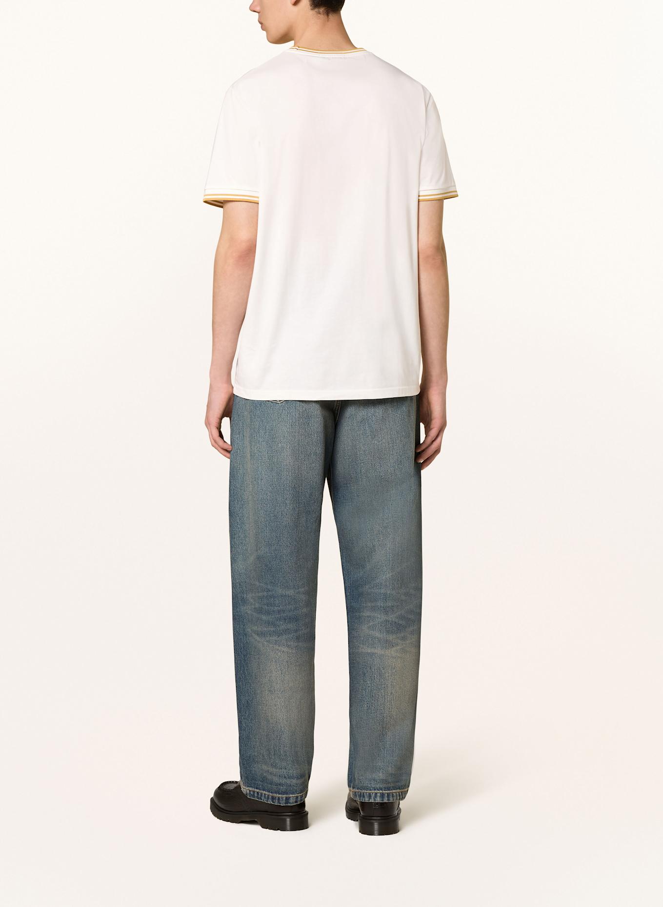 FRED PERRY T-Shirt: WEISS / DUNKELGELB