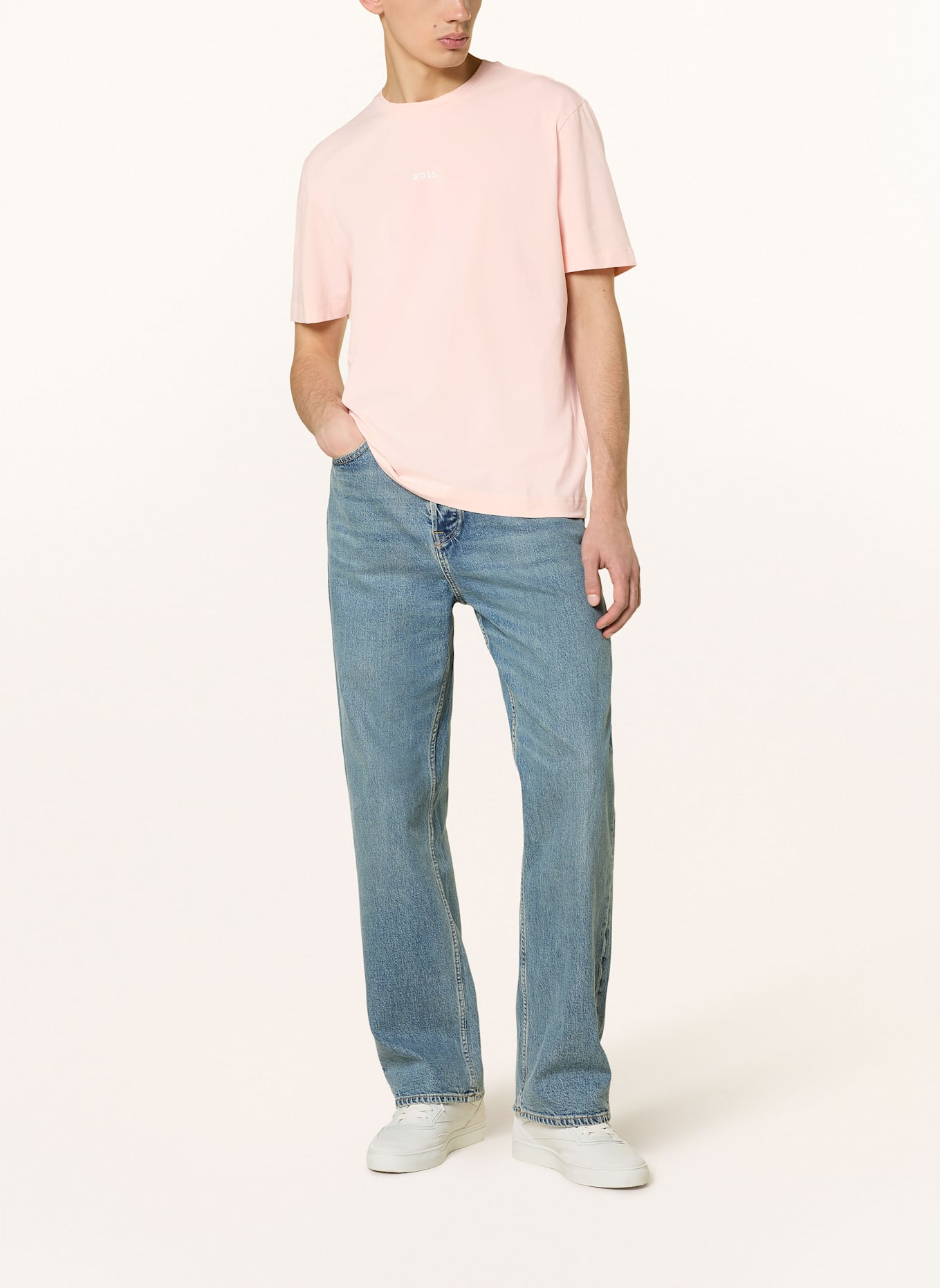 BOSS Tričko TCHUP: SVĚTLE RŮŽOVÁ