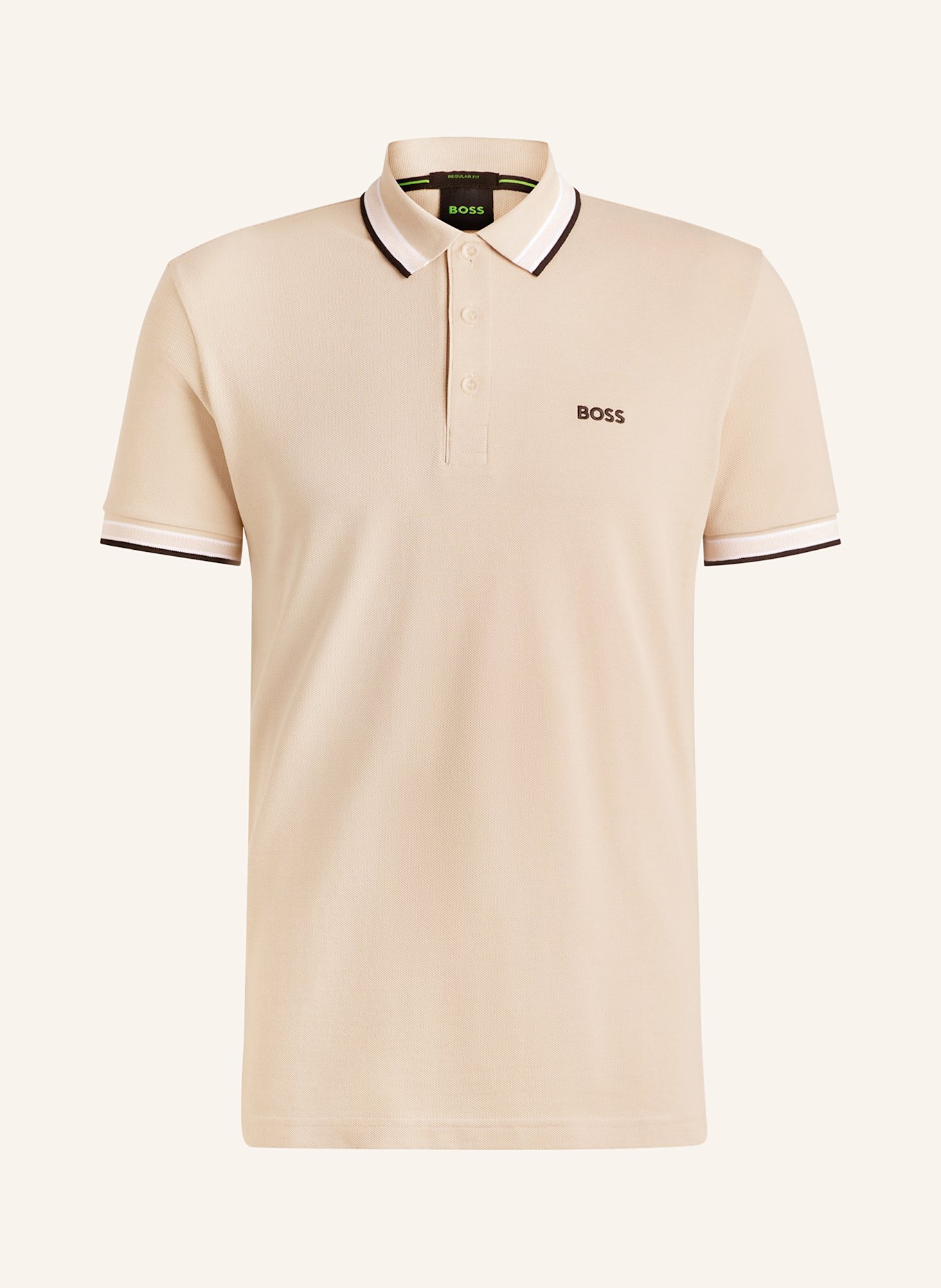 BOSS Piqué-Poloshirt PADDY CURVED Regular Fit: BEIGE